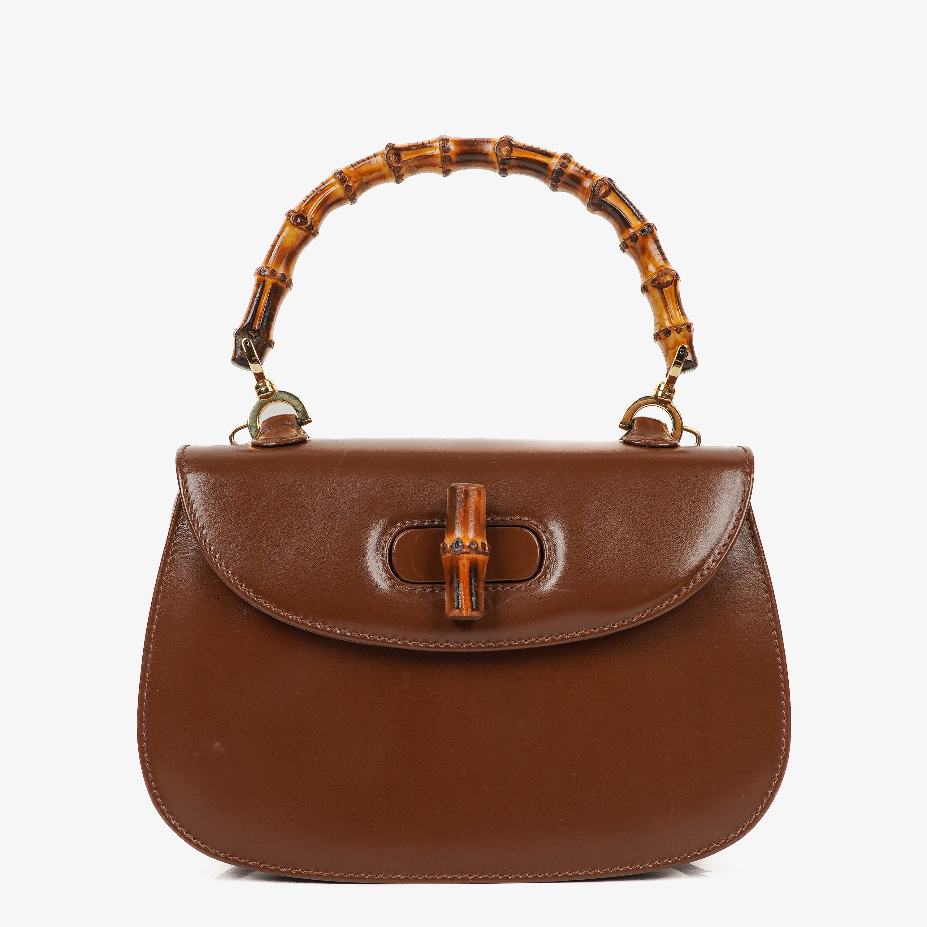 Gucci Bamboo Top Handle Brown Leather Bag
