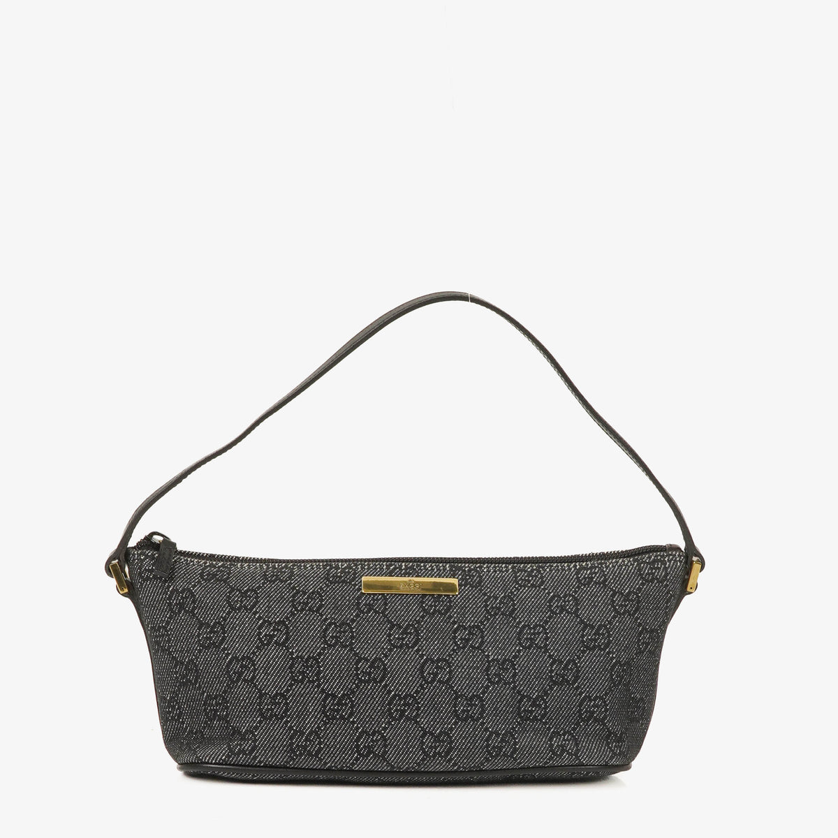 Gucci Baguette Pochette Boat Black Denim GG Monogram Bag