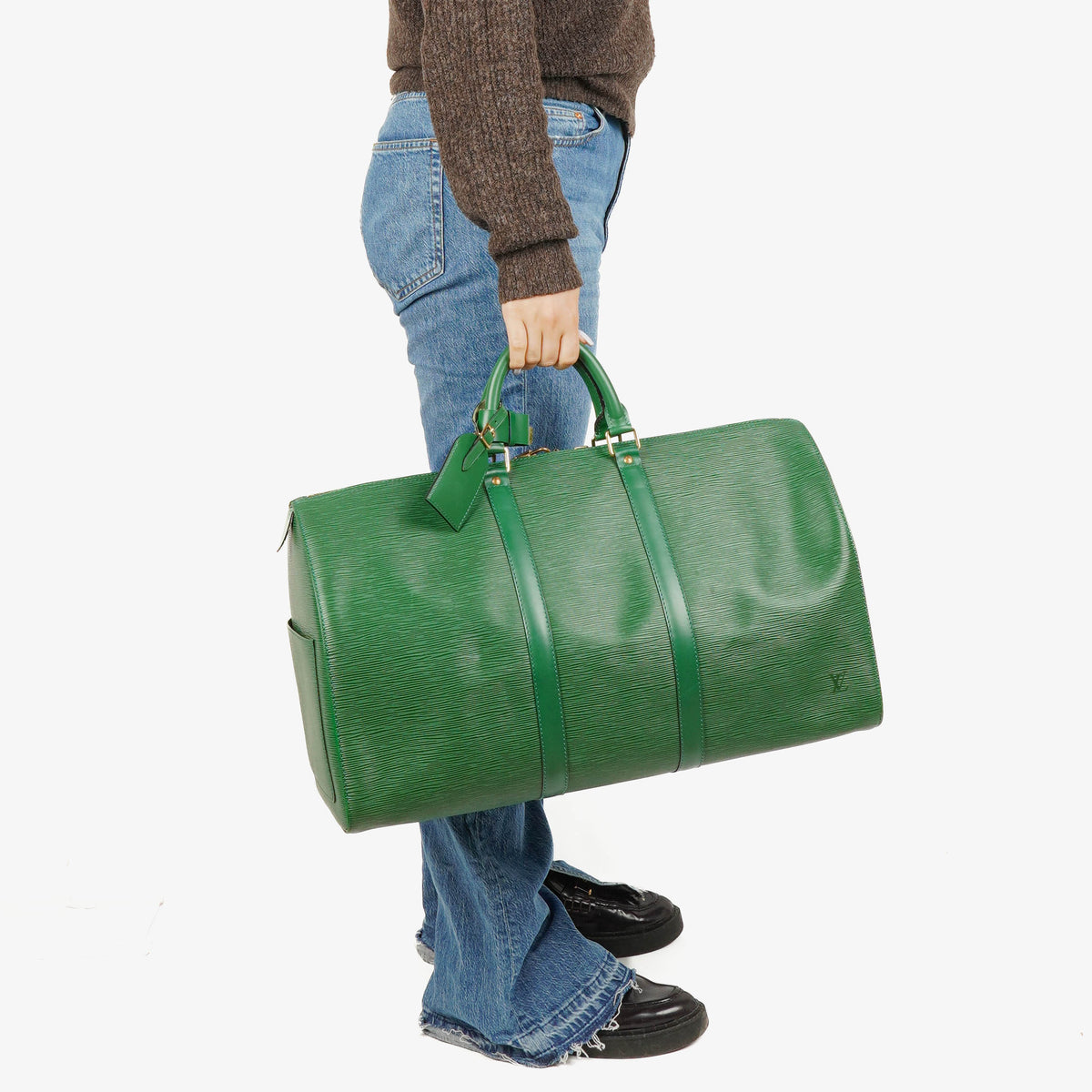 Louis Vuitton Keepall 50 Green EPI Leather Travel Bag