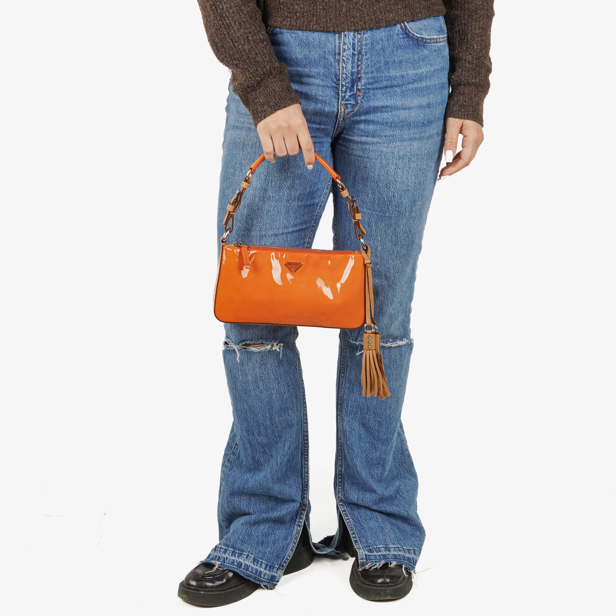 Prada Orange Patent Leather Handbag