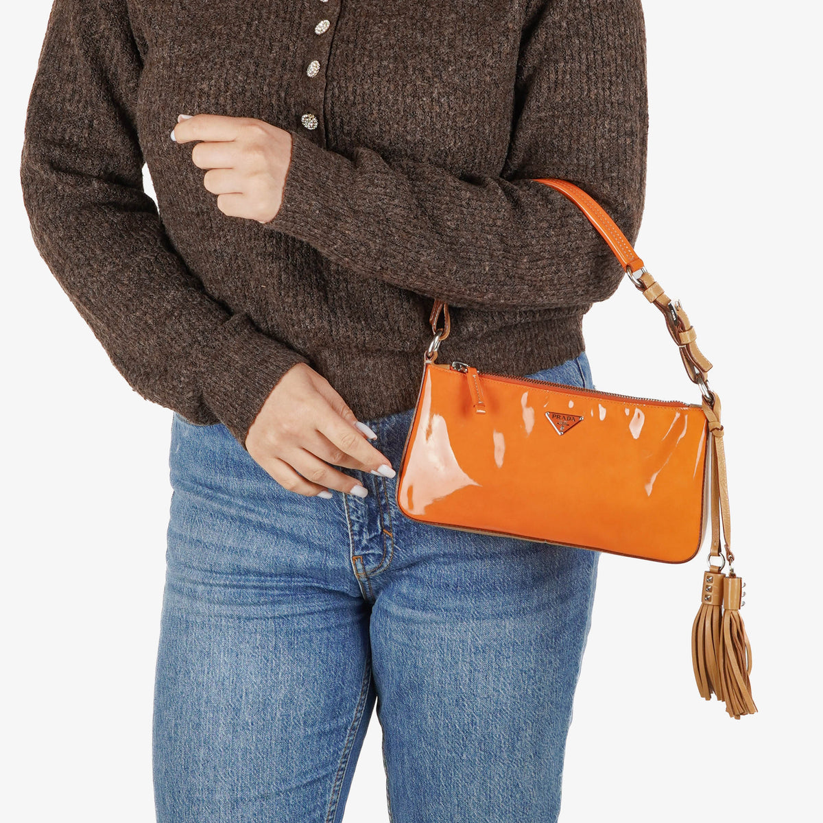 Prada Orange Patent Leather Handbag