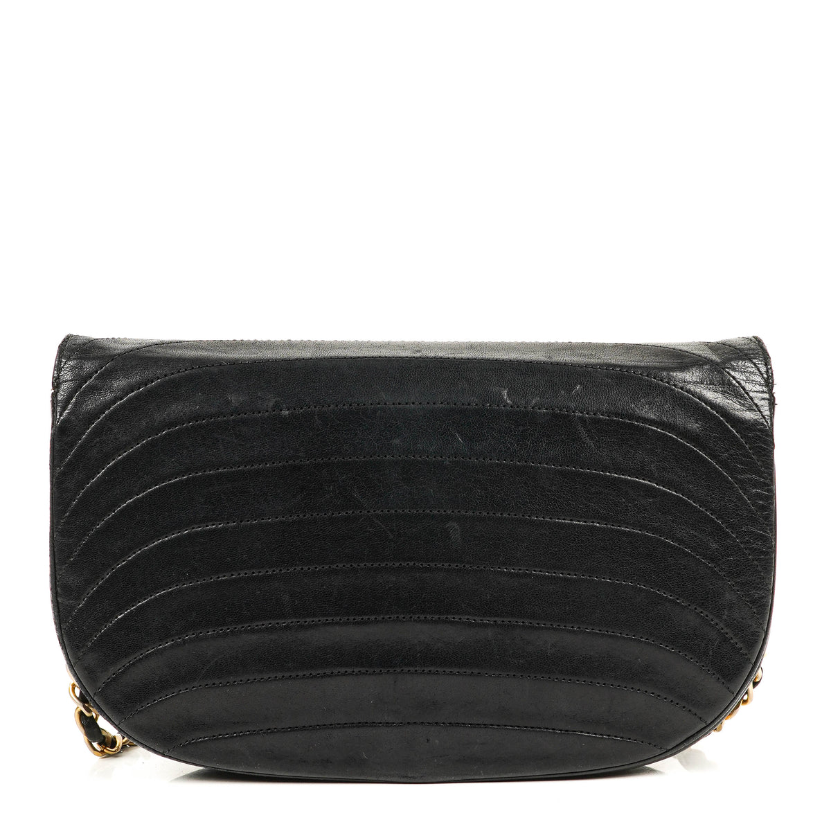 Chanel Classic Lambskin Half Moon Black Flap Bag With 24K Gold-Plated Hardware
