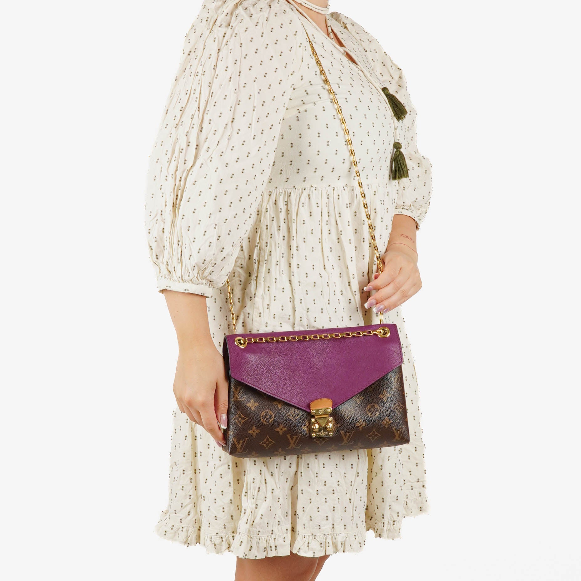Louis Vuitton Pallas Chain Aurore Monogram Canvas Bag