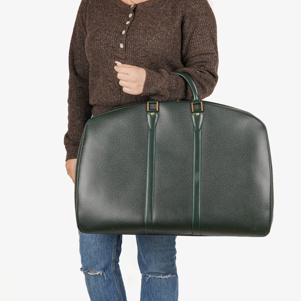 Louis Vuitton Dark Green Epicea Taiga Leather Helanga 1 Poche Travel Bag