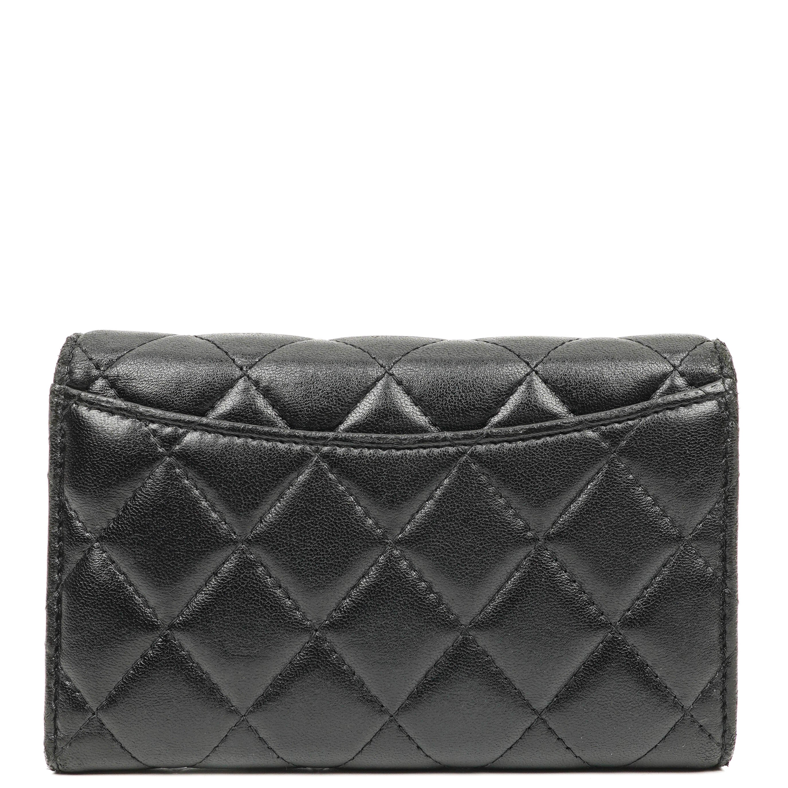 Chanel Card Holder Wallet So Black Lambskin Quilted Flap