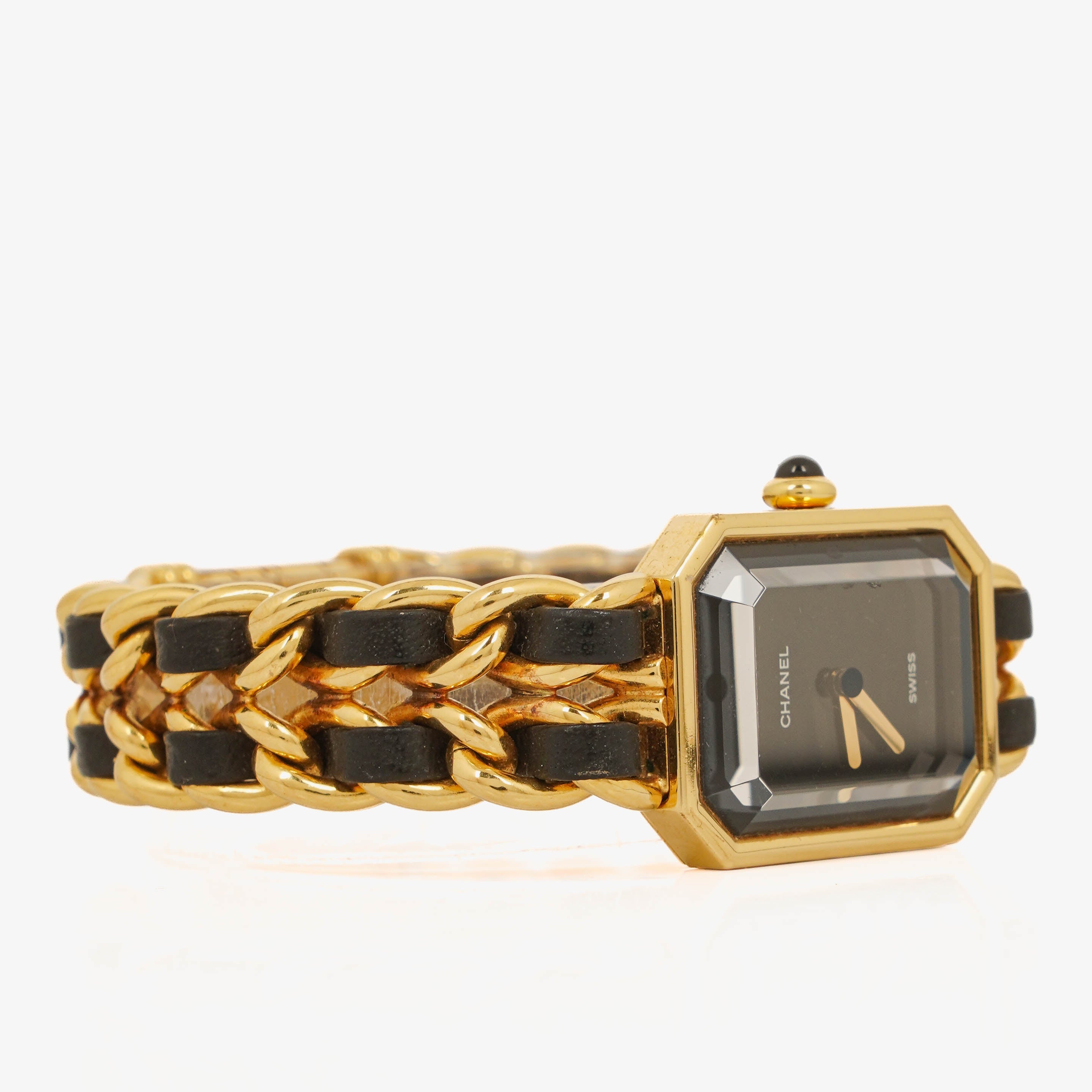 Chanel Stainless Steel Lambskin 20mm Chain Premiere Quartz Watch Gold M