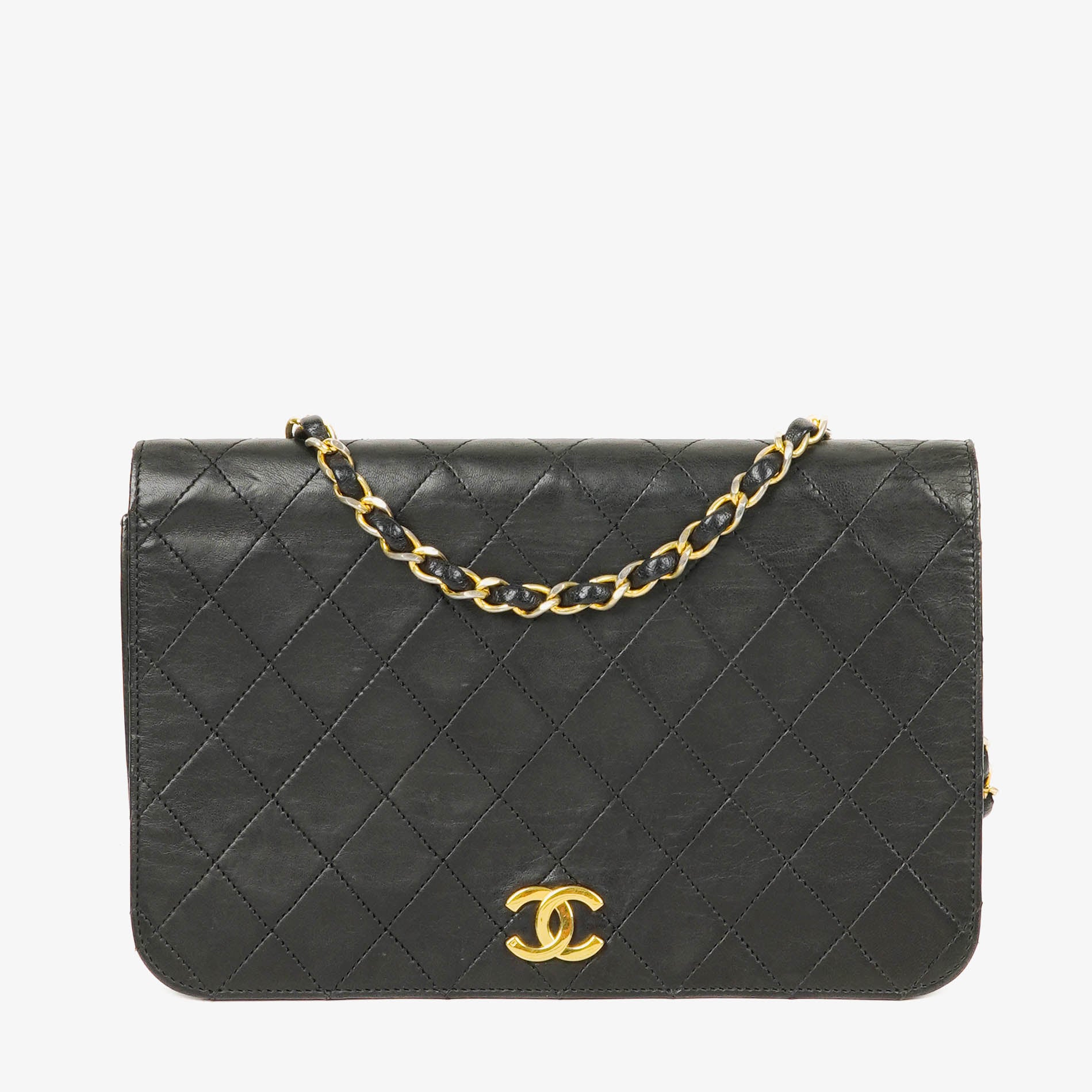 Chanel Classic Full Flap Bag Black Quilted Leather 24K Gold-Plated Hardware