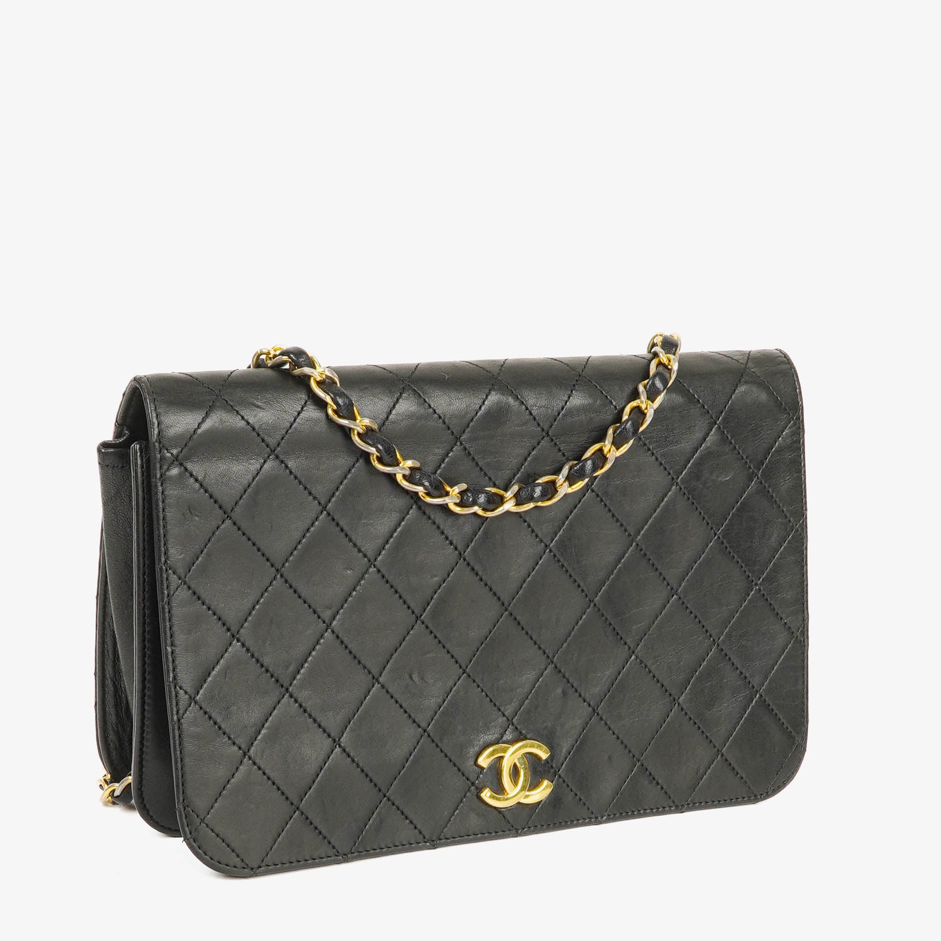 Chanel Classic Full Flap Bag Black Quilted Leather 24K Gold-Plated Hardware
