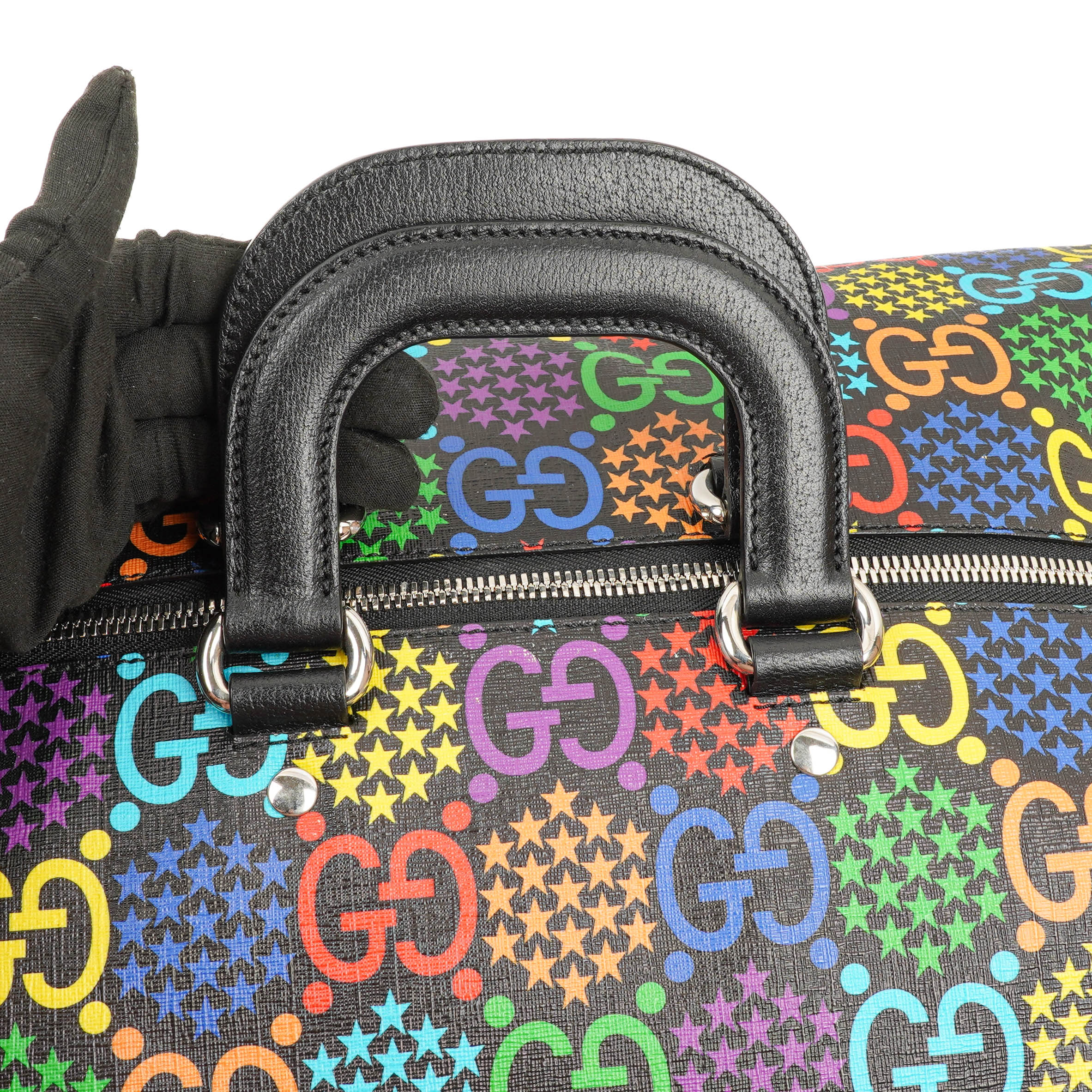 Gucci Psychedelic Black Multicolor GG Supreme Monogram Duffle Backpack