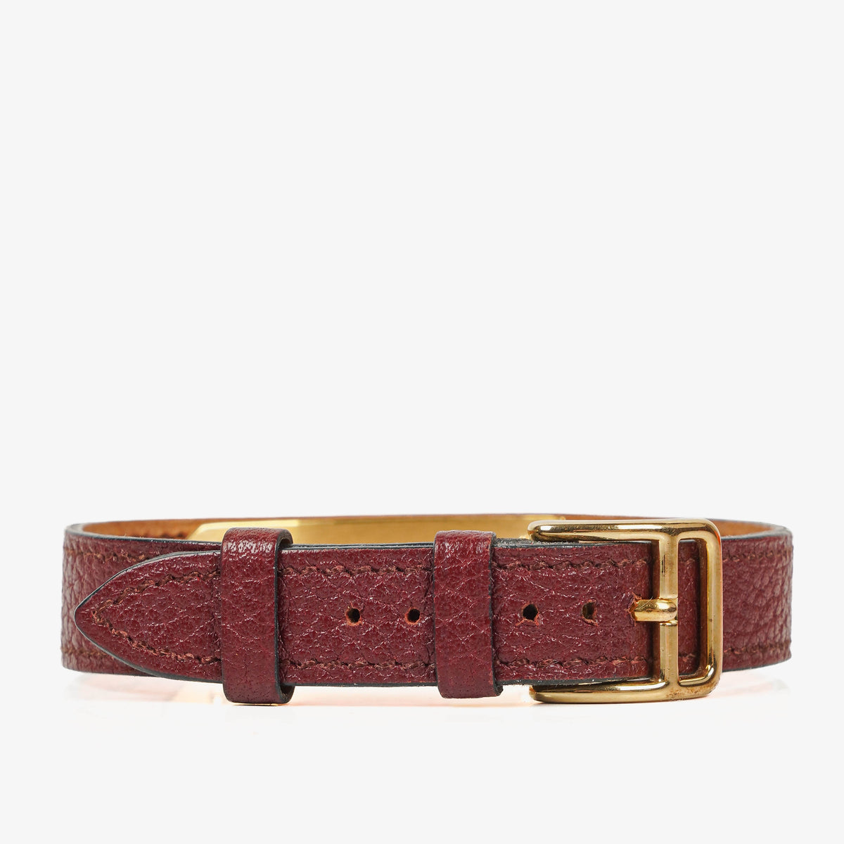 Hermes Kelly Burgundy Courchevel Leather Gold Plated Watch