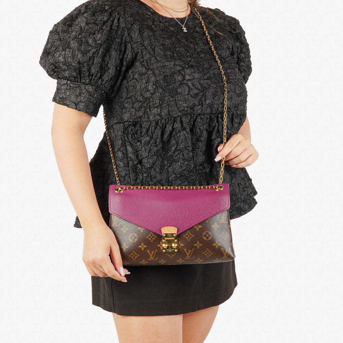 Louis Vuitton Pallas Chain Aurore Monogram Canvas Bag