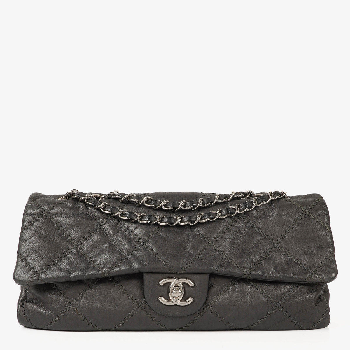 Chanel Ultimate Stitch Dark Grey Lambskin Single Flap