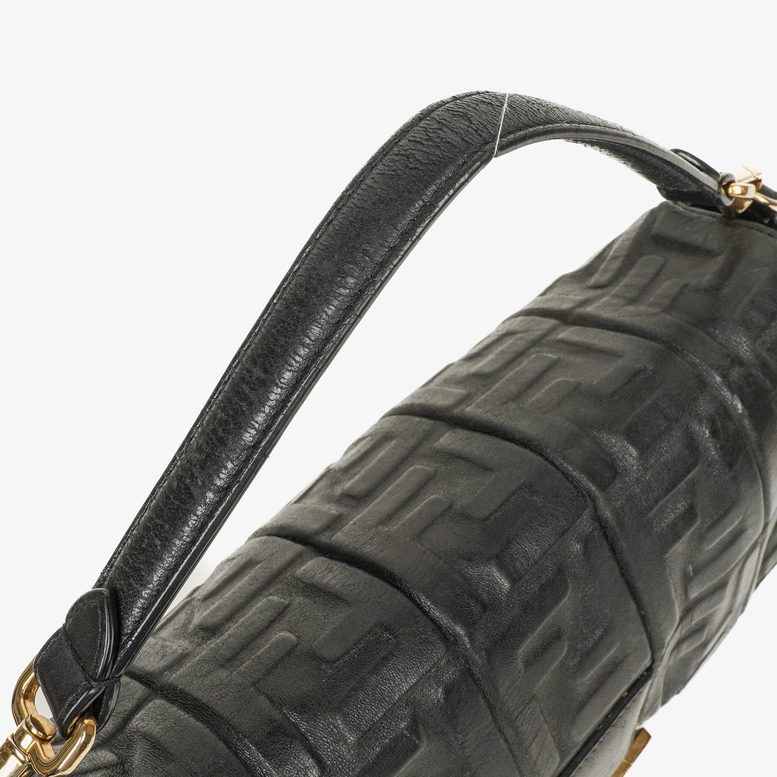 Fendi Baguette Large Black Nappa FF Embossed Bag