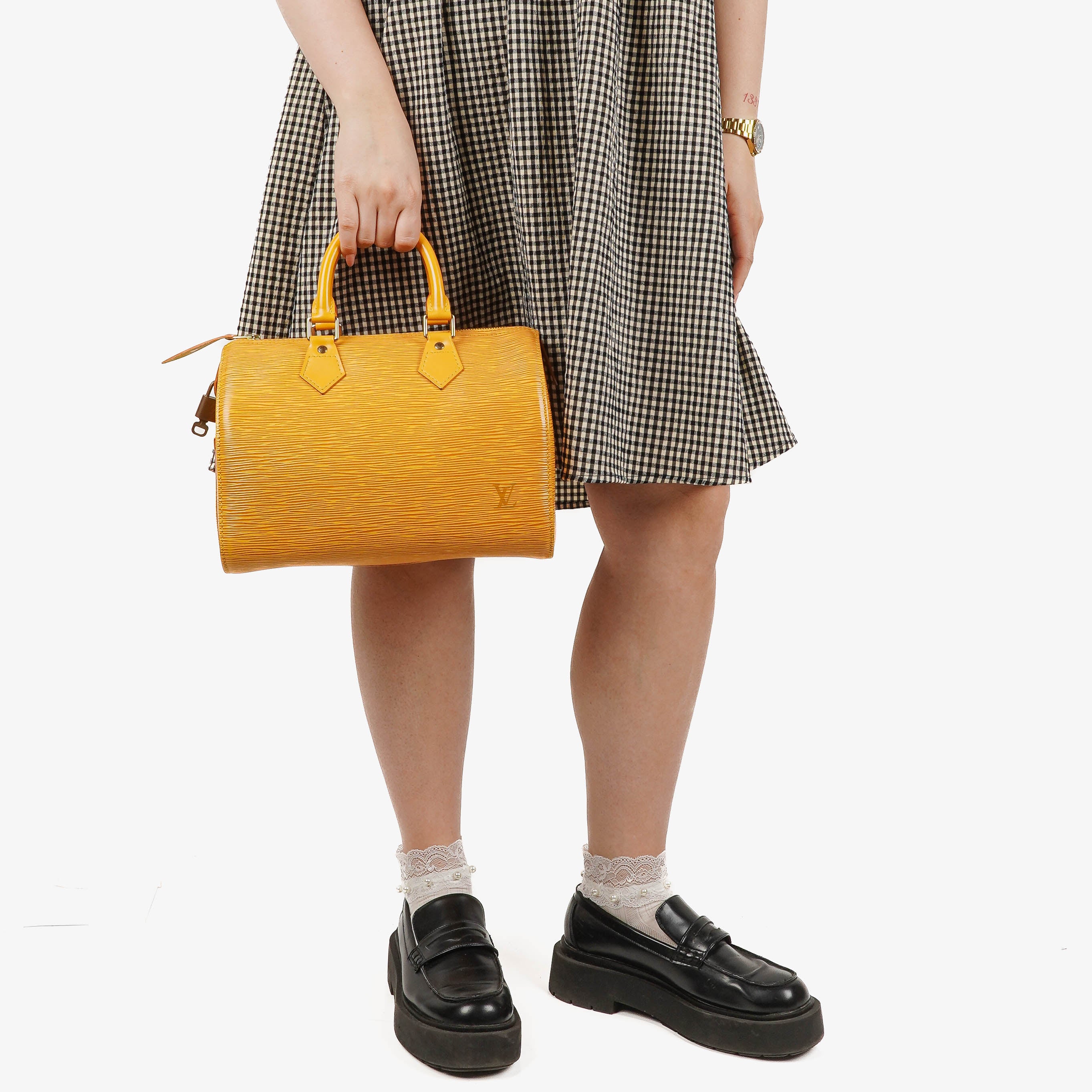 Louis Vuitton Speedy 25 Yellow EPI Leather Handbag