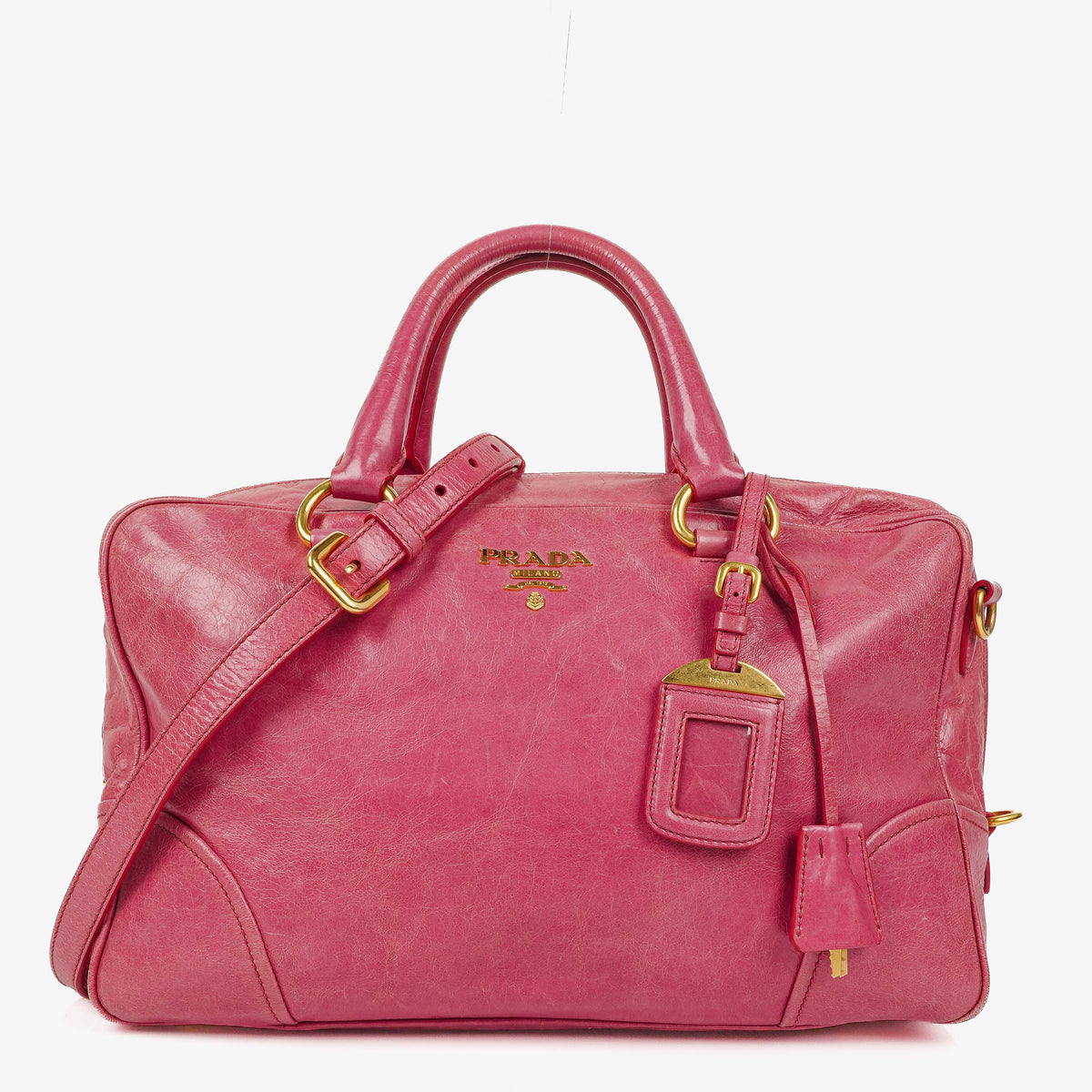 Prada Vitello Shine Peonia Leather Bag