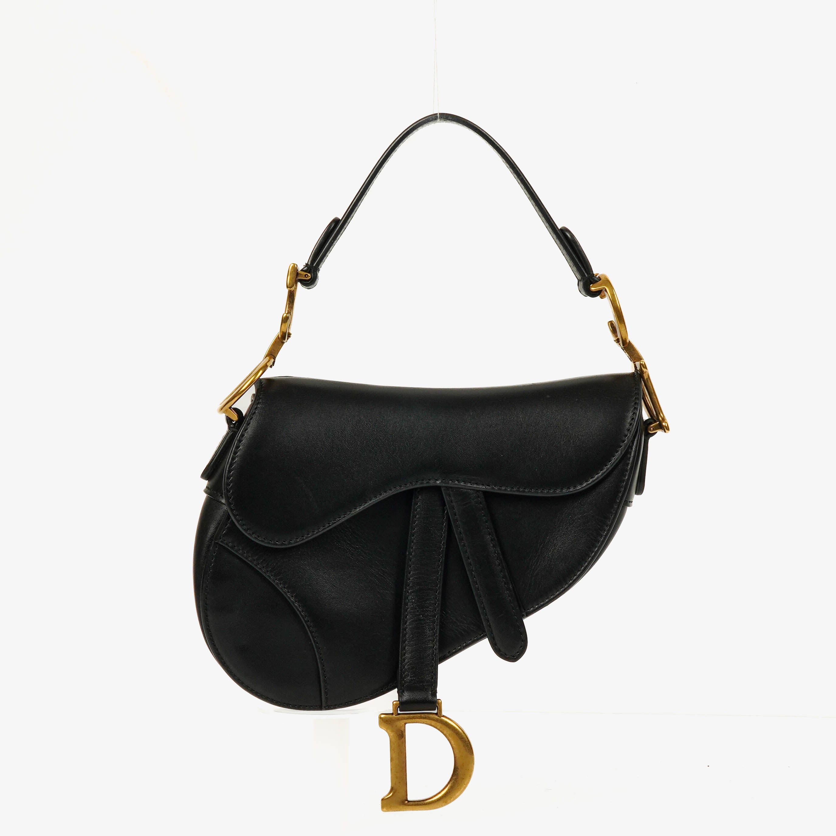 Christian Dior Small Black Calfskin Saddle Bag