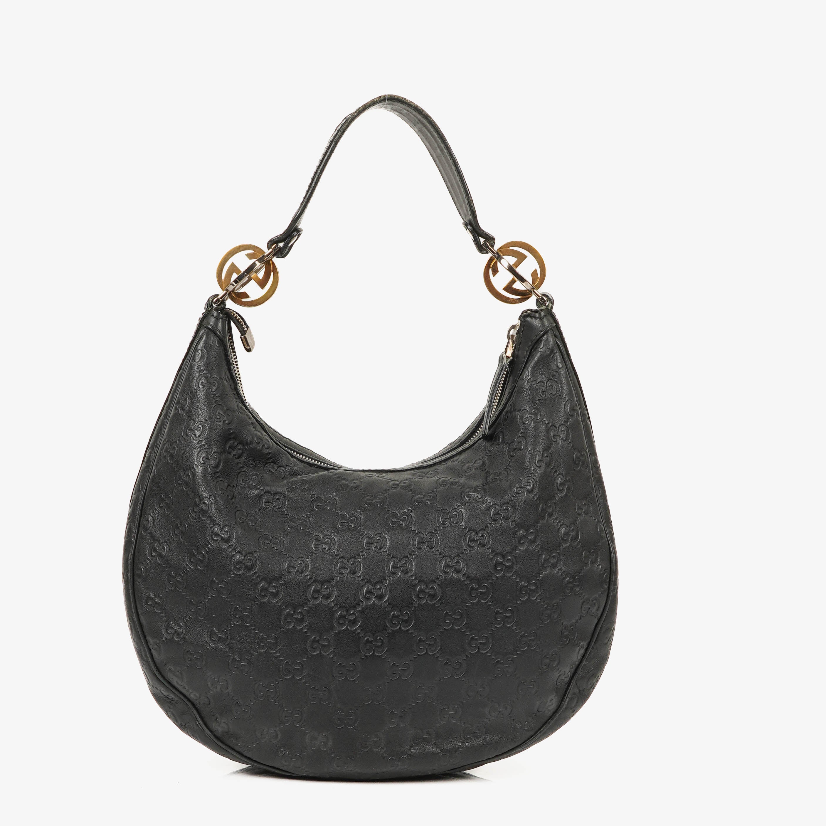 Gucci Guccissima Black Leather Hobo Bag