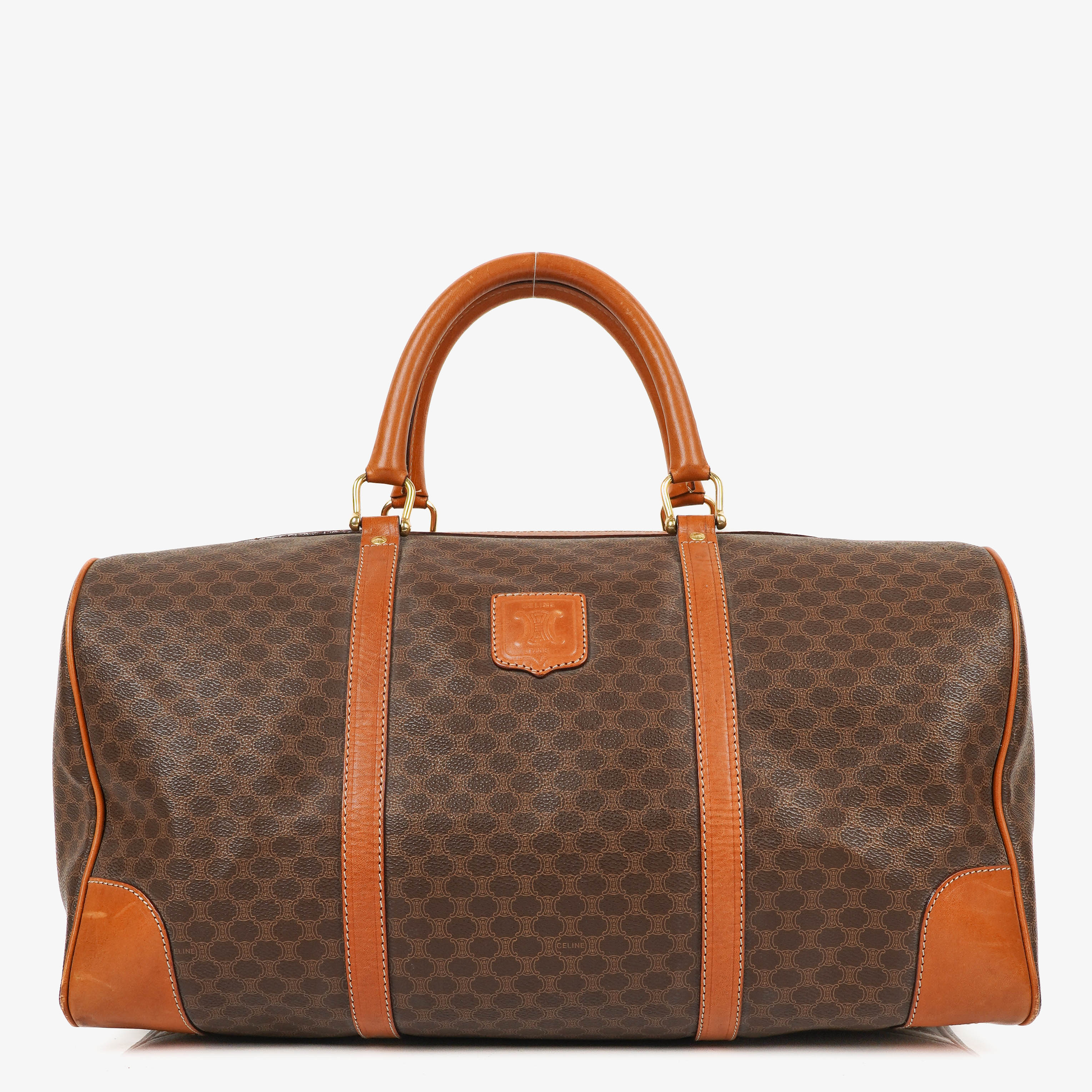 Celine Vintage Macadam Triomphe Brown Travel Bag