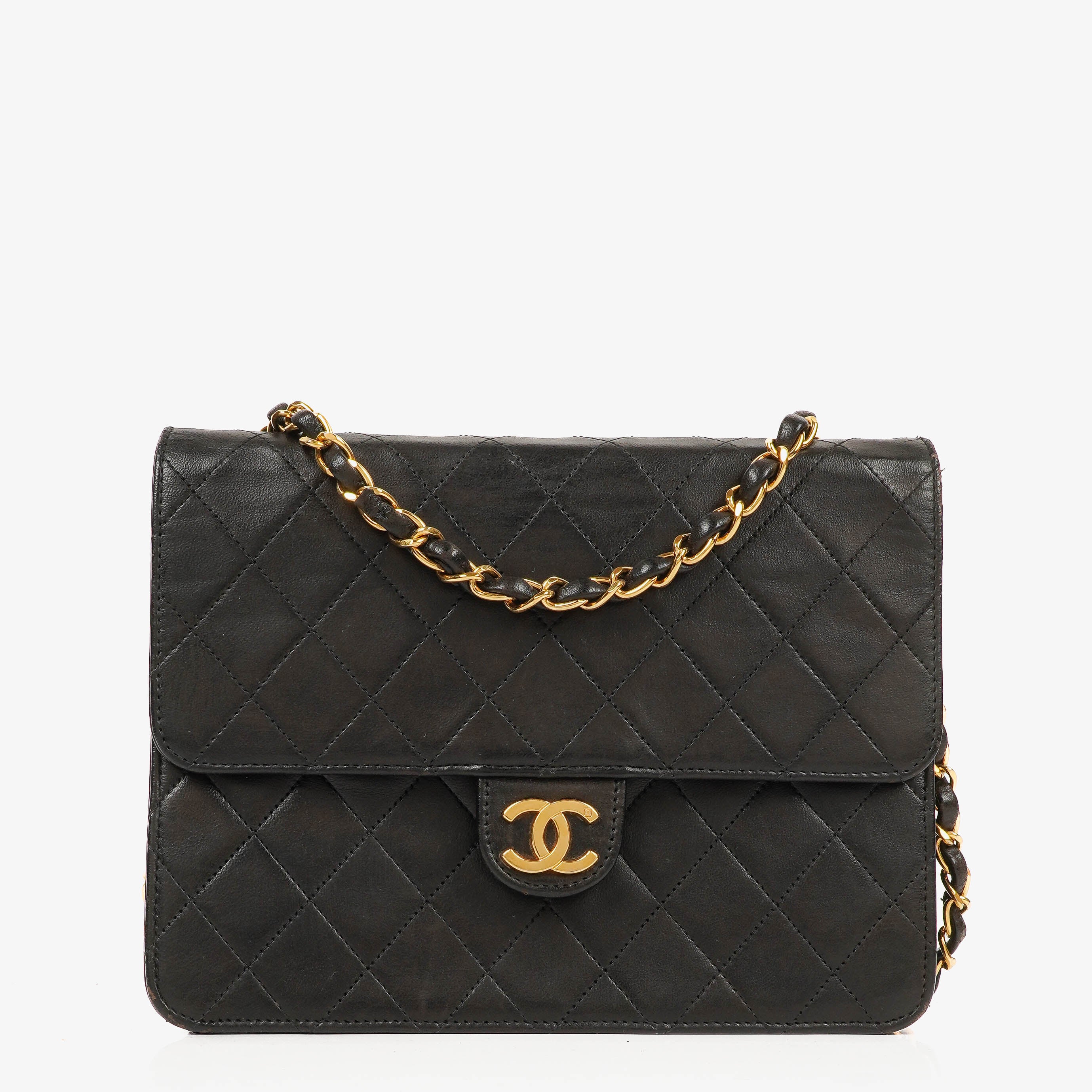 Chanel Small Classic Single Flap Bag Black Quilted Lambskin With 24K Gold-Plated Hardware