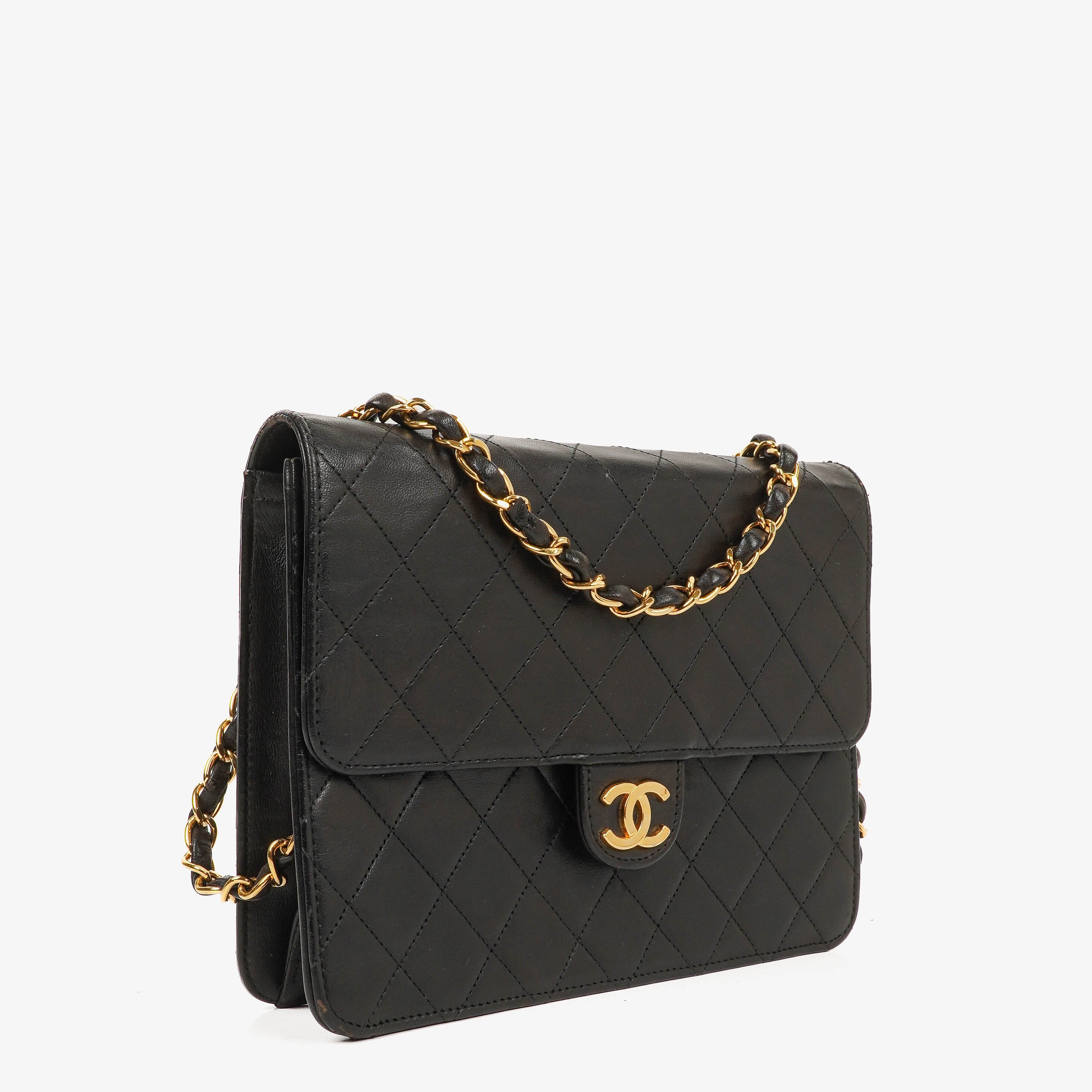 Chanel Small Classic Single Flap Bag Black Quilted Lambskin With 24K Gold-Plated Hardware