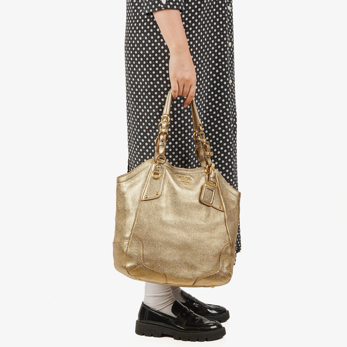 Prada Vitello Diano Platino Leather Bag