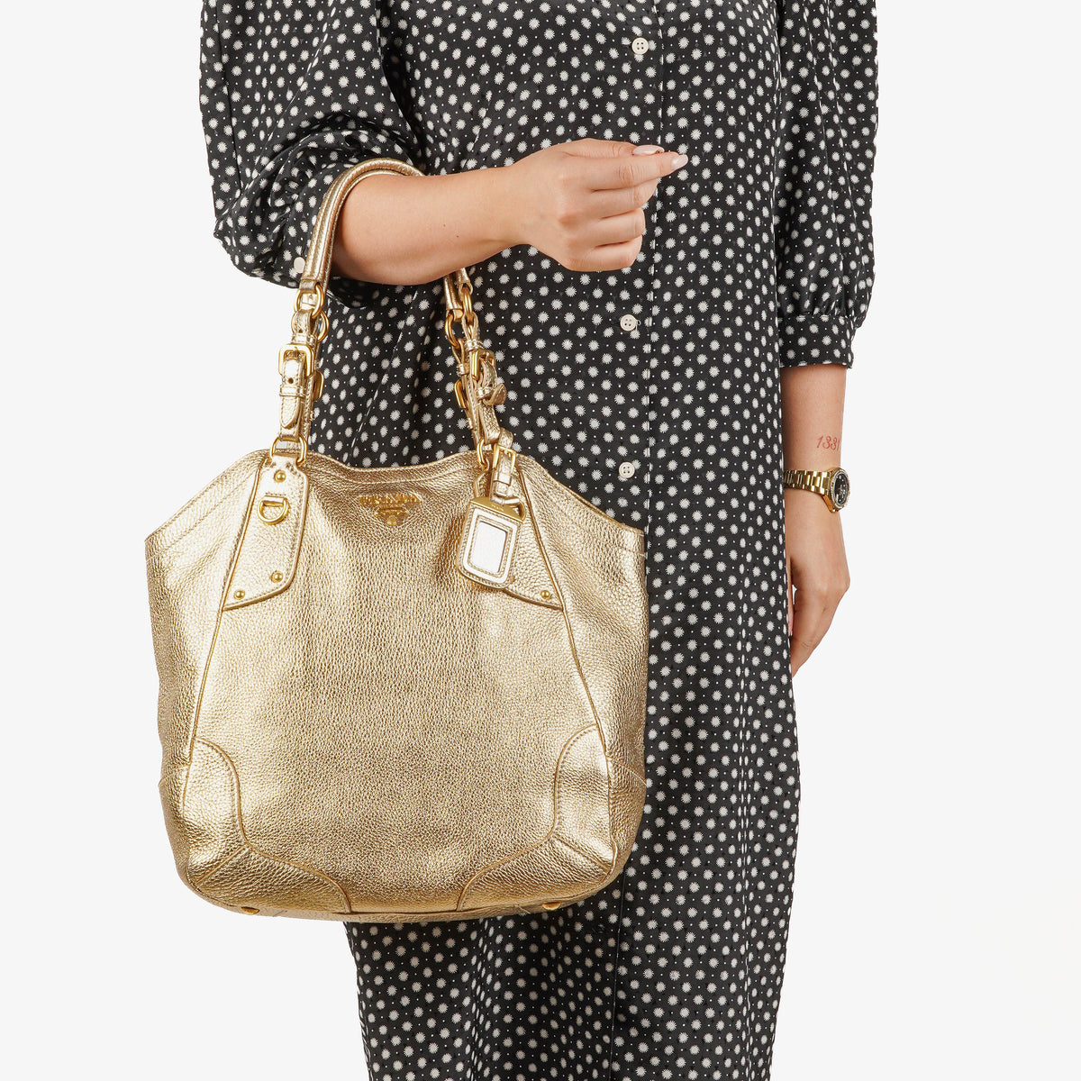 Prada Vitello Diano Platino Leather Bag