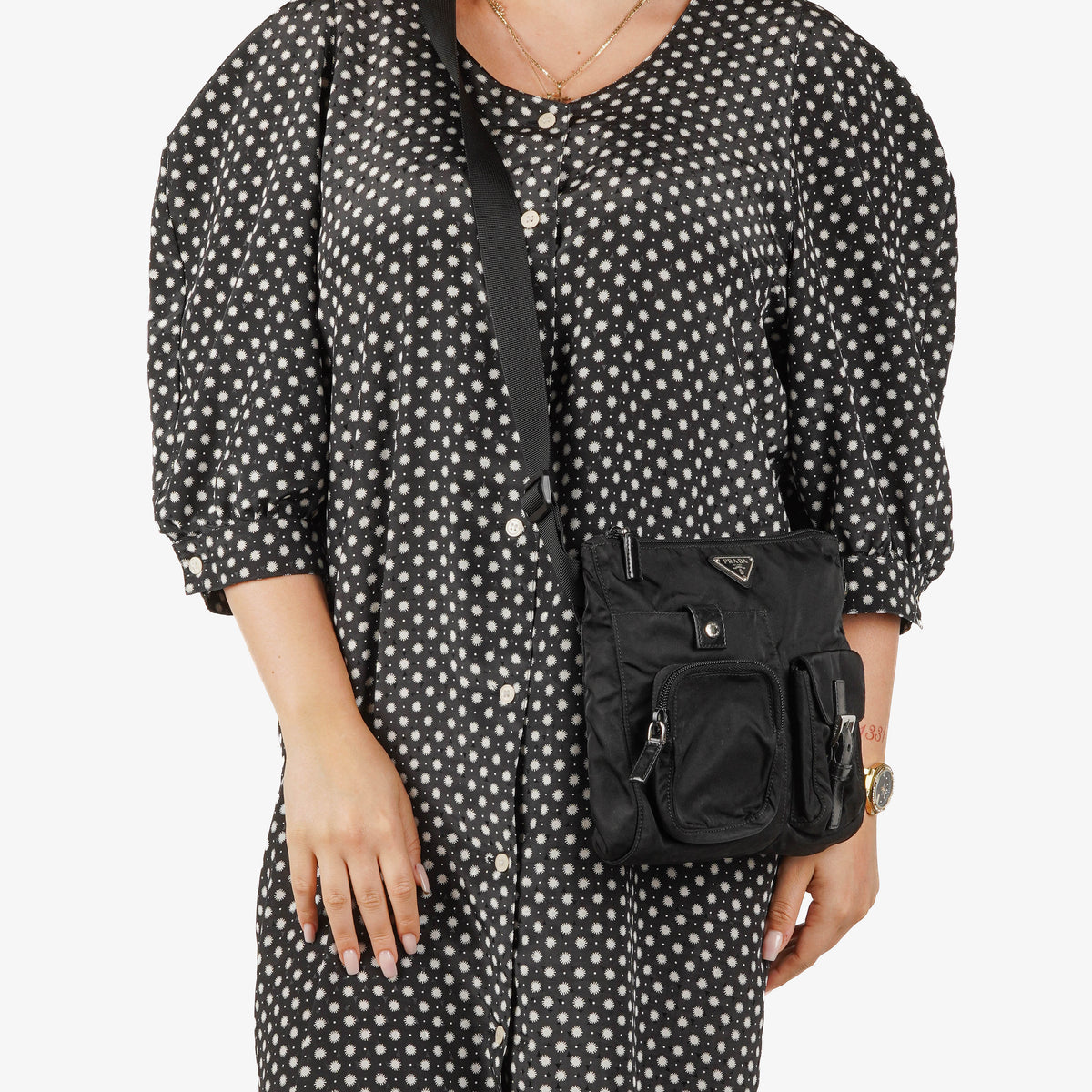 Prada Vela Sport Nero Nylon Shoulder Bag