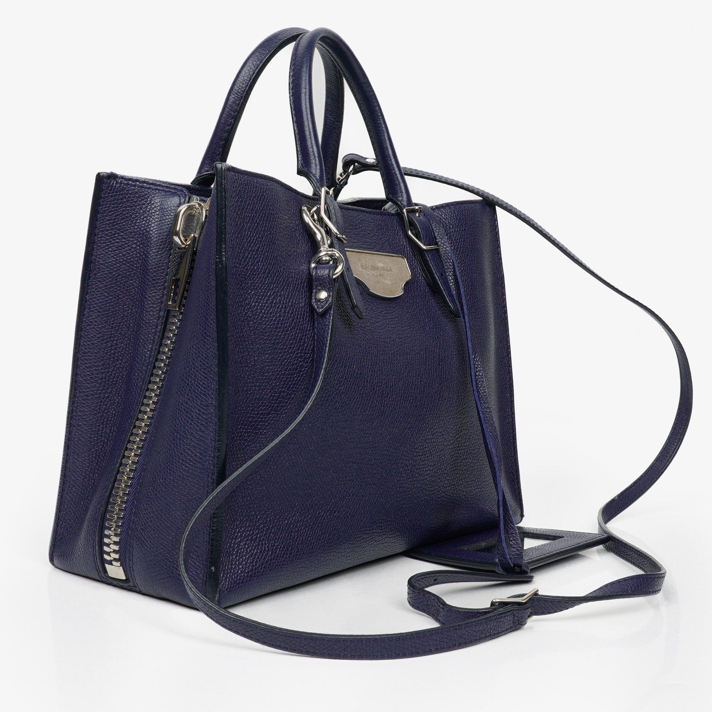 Balenciaga Mini Papier A4 Calfskin Leather Navy Blue Tote Bag