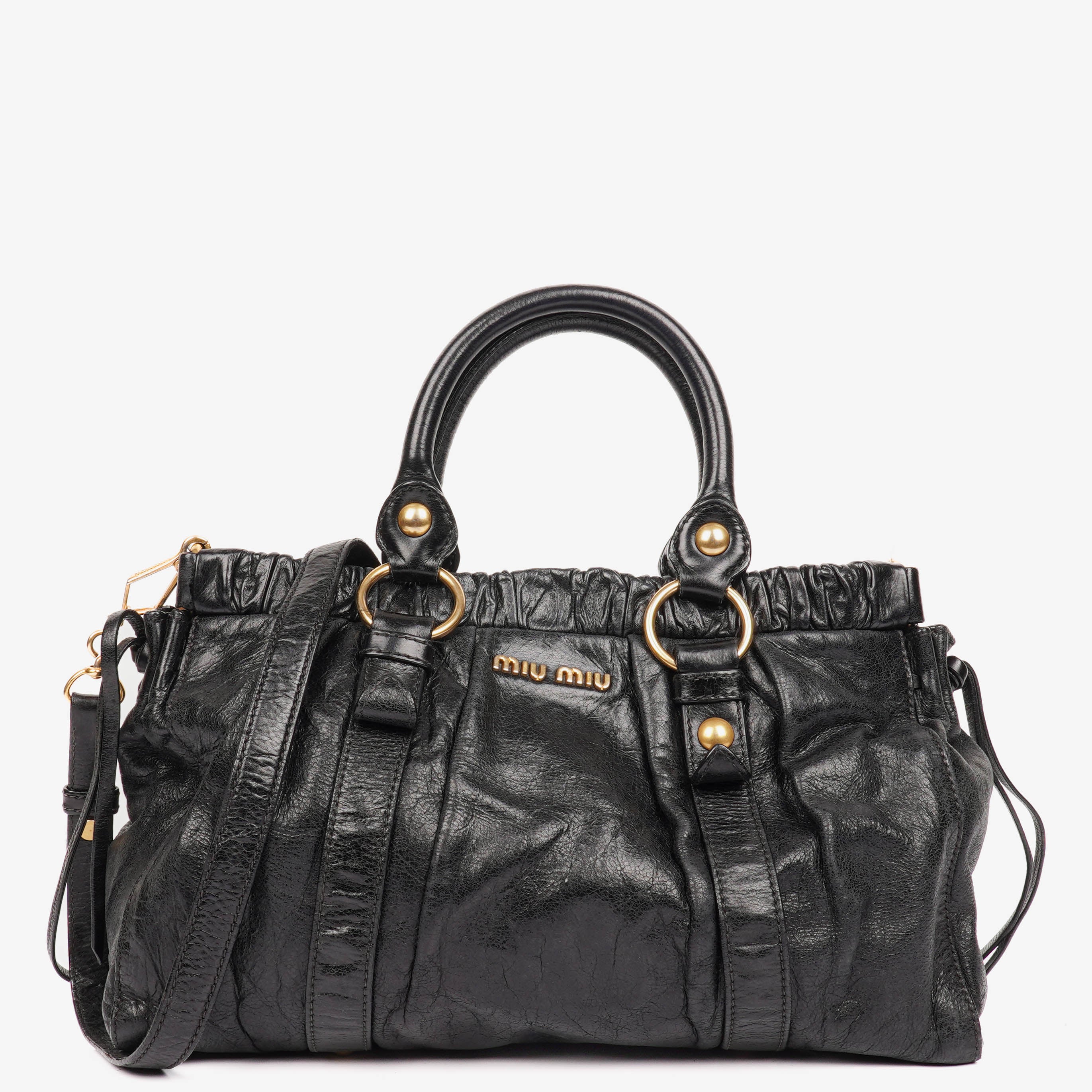 Miu Miu Black Vitello Satchel Bag
