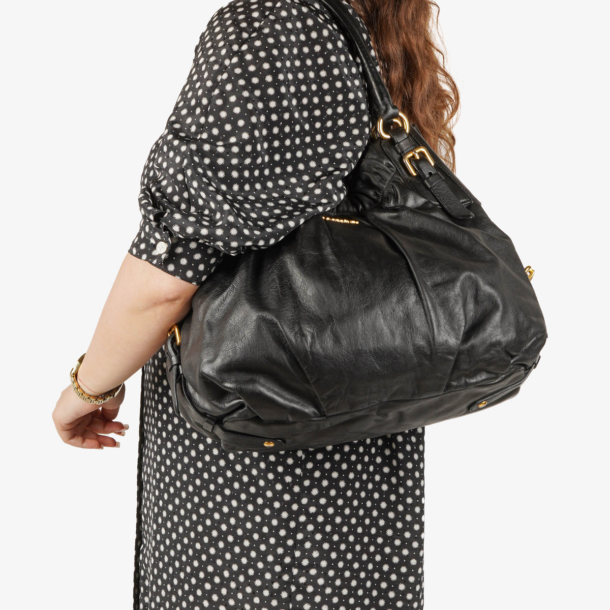 Prada Nero Leather Hobo Bag