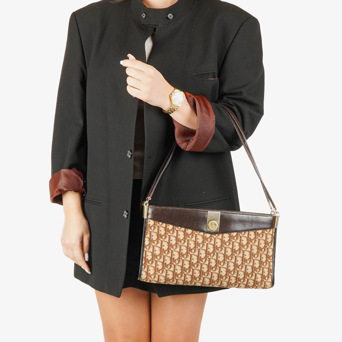 Christian Dior Burgundy Trotter Canvas Shoulder Bag