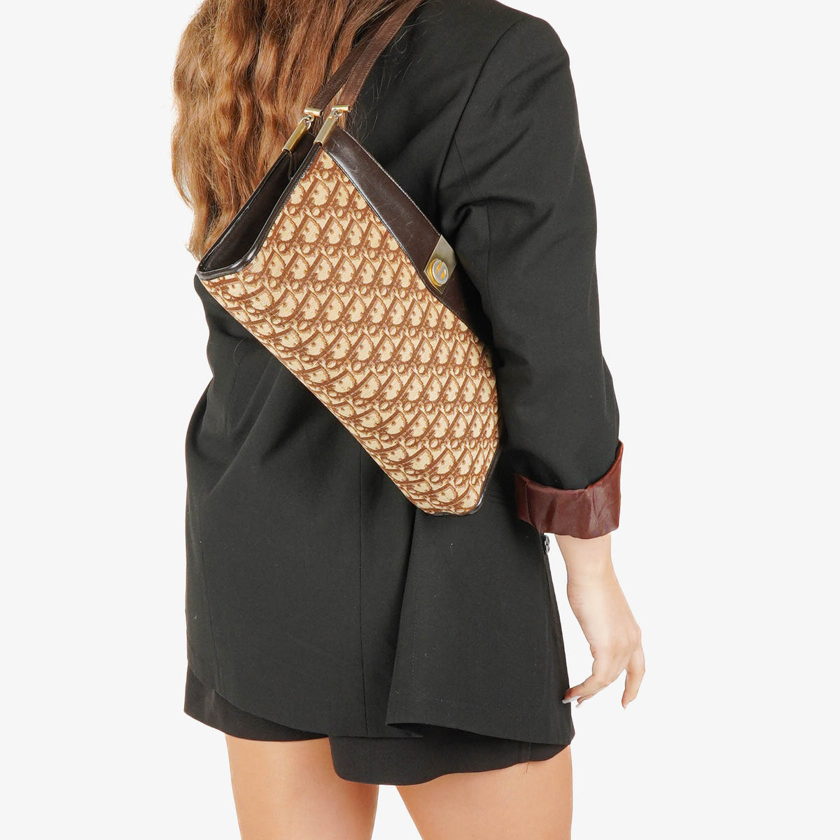 Christian Dior Burgundy Trotter Canvas Shoulder Bag