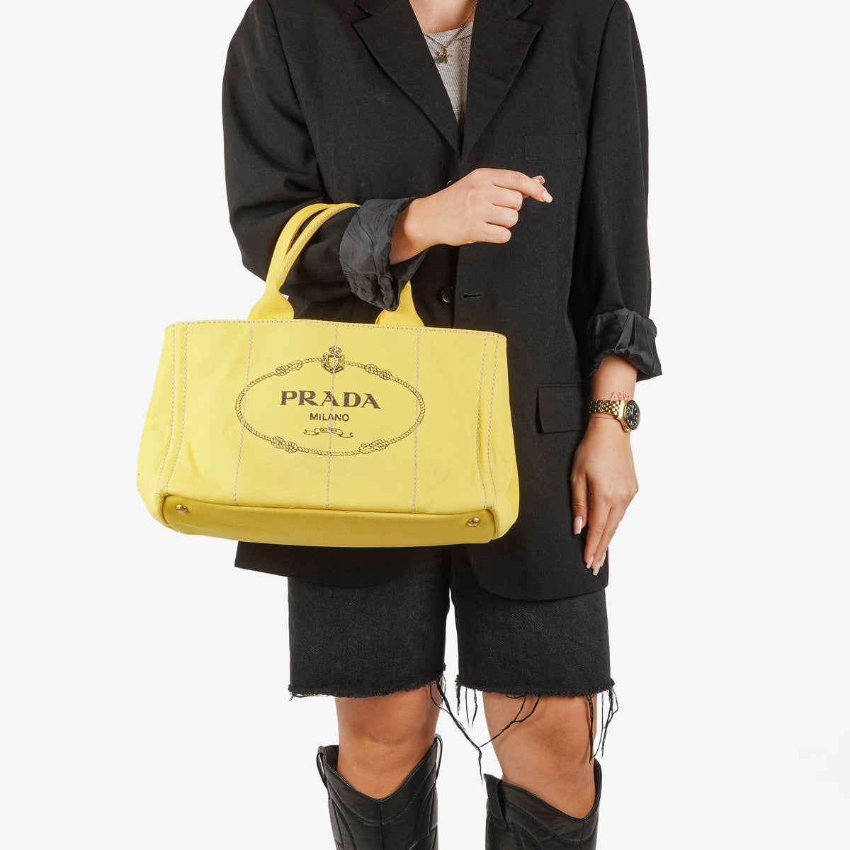 Prada Canapa Logo Girasole Canvas Tote Bag