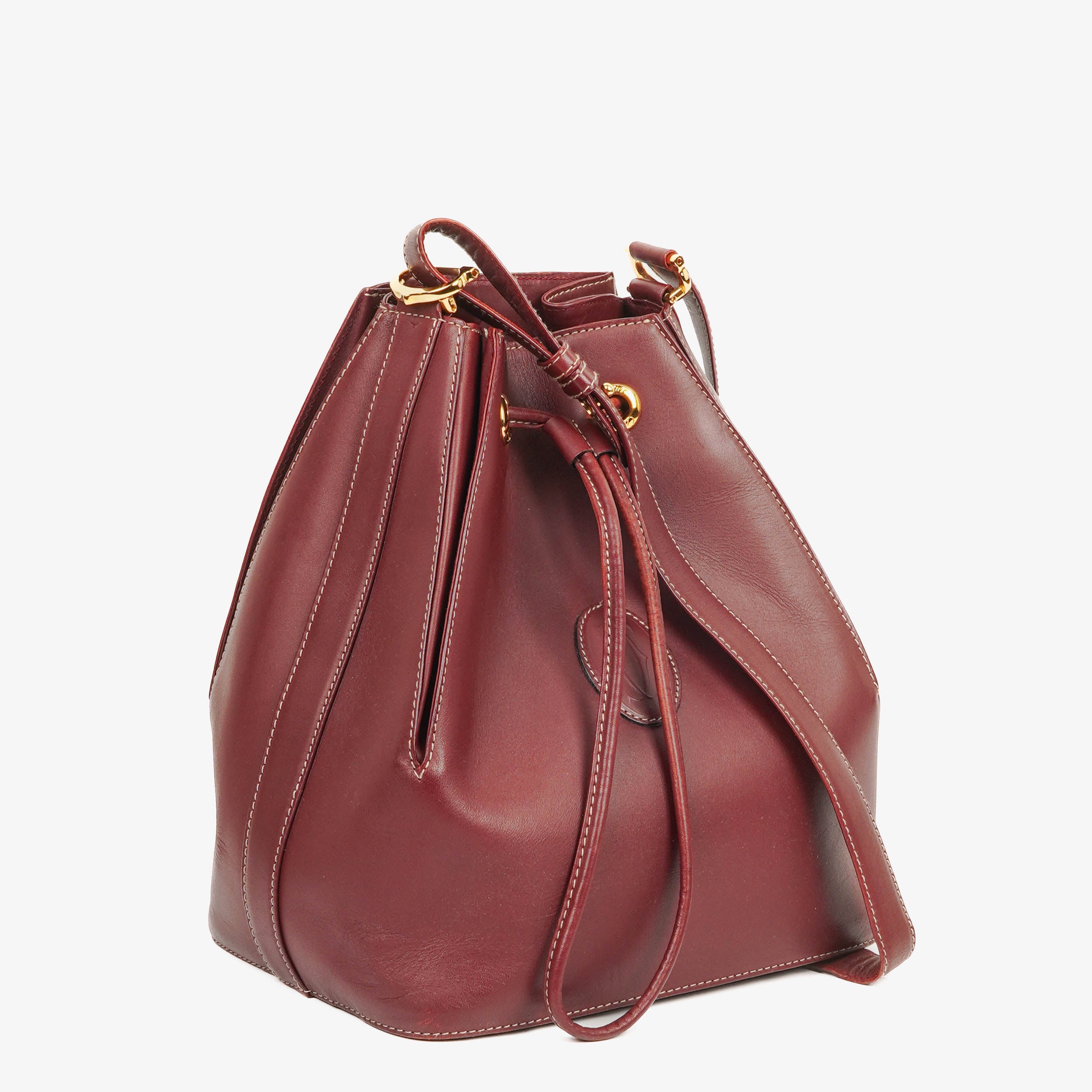Cartier Must De Cartier Burgundy Leather Bag