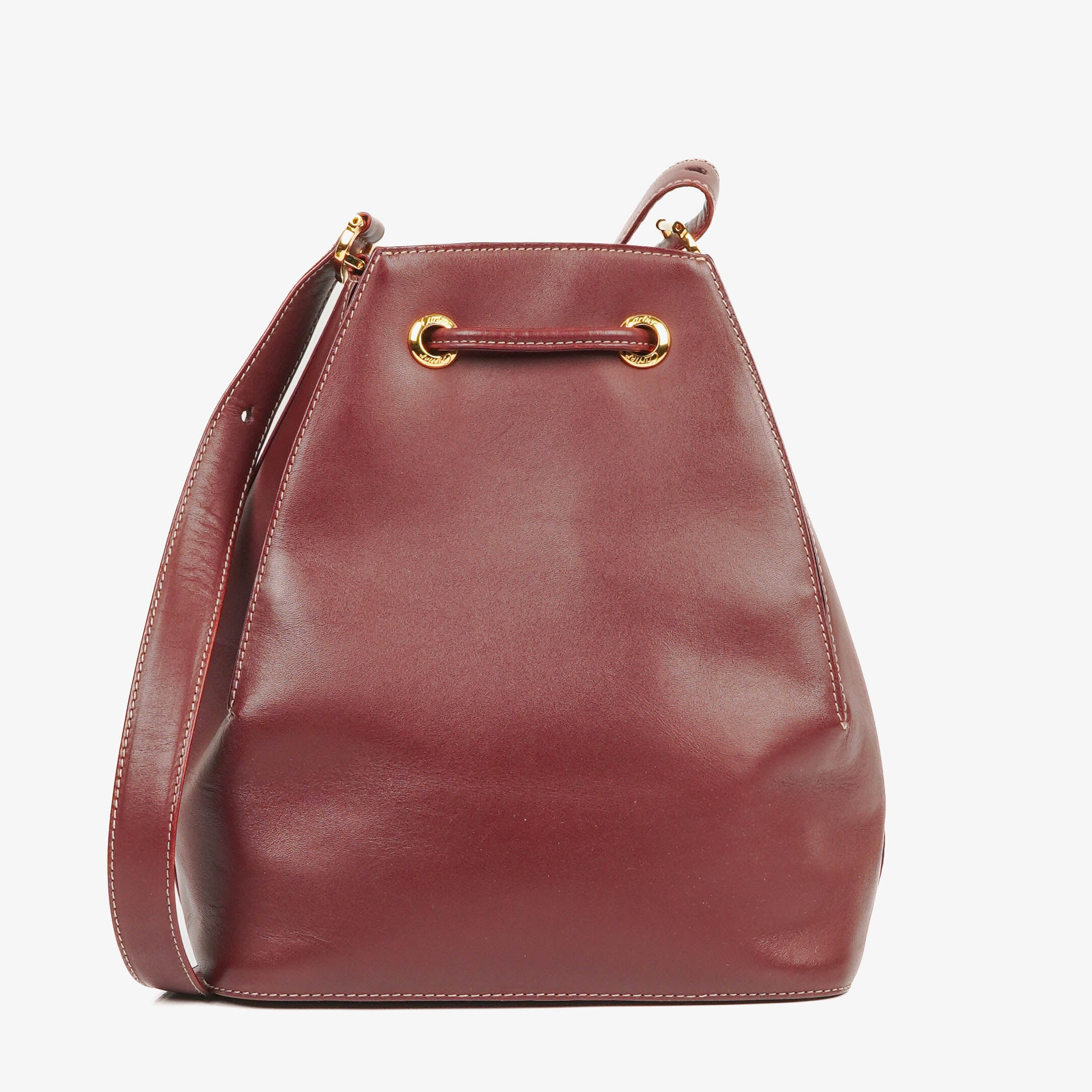 Cartier Must De Cartier Burgundy Leather Bag