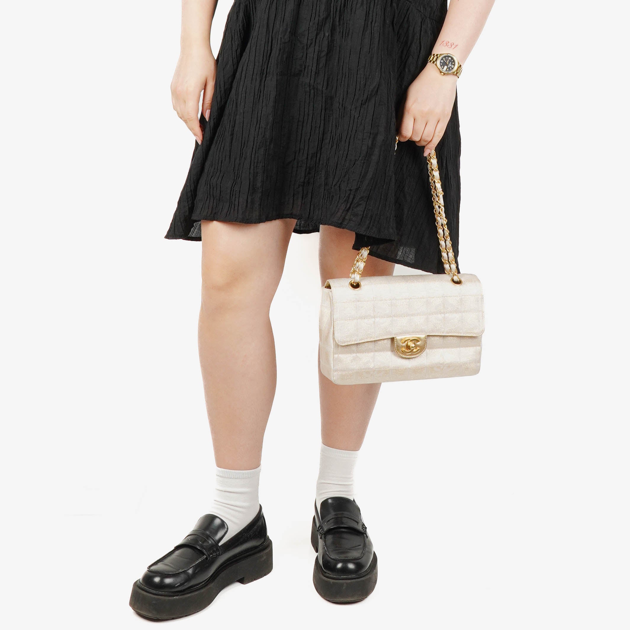 Chanel East West Travel Line Chocolate Bar Flap Bag