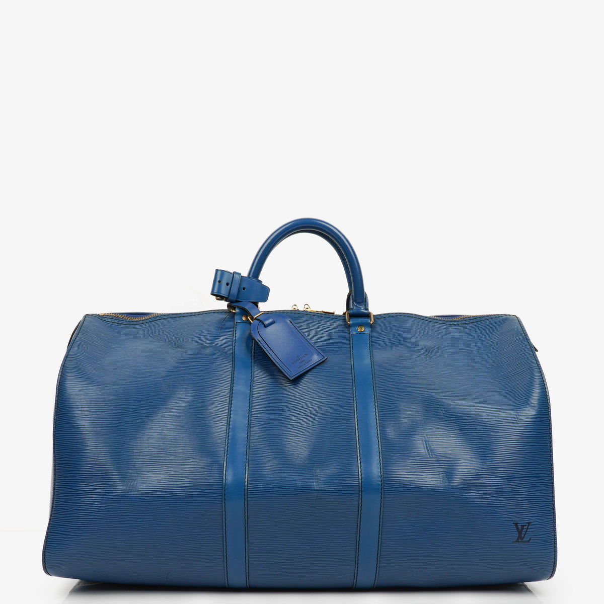 Louis Vuitton Keepall 50 Blue EPI Leather Travel Bag