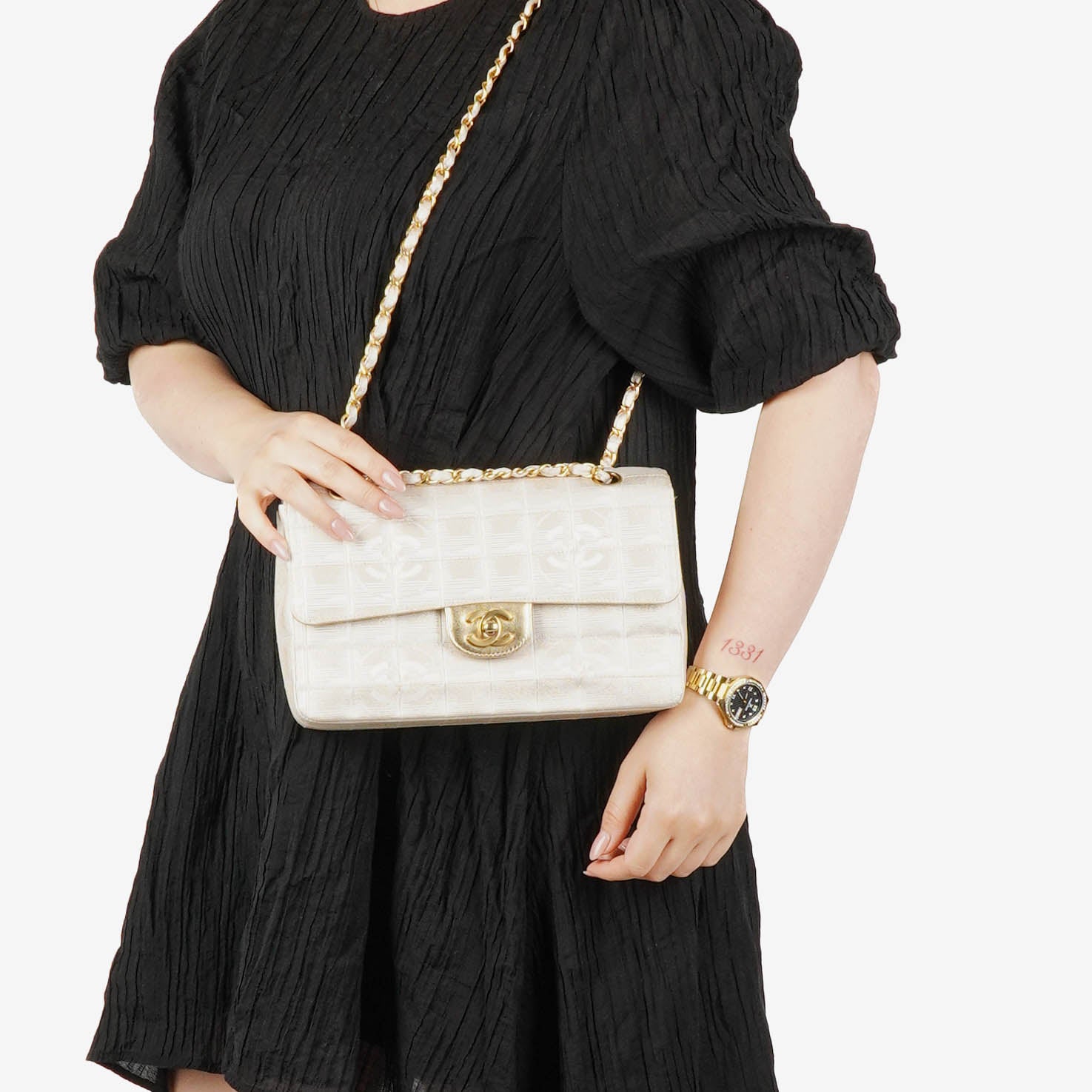Chanel East West Travel Line Chocolate Bar Flap Bag