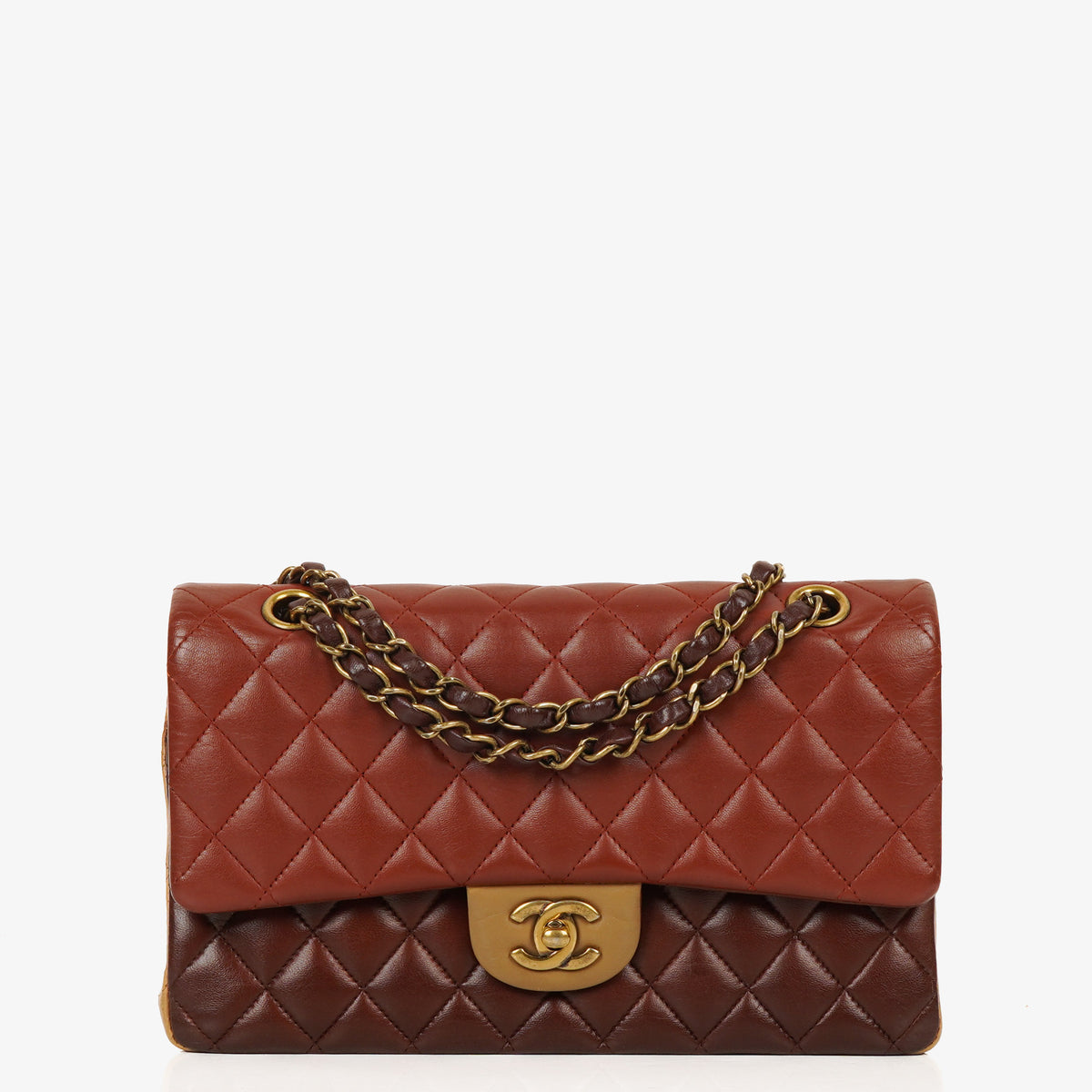 Chanel Medium Classic Double Flap Bag Brown Multicolor Quilted Lambskin With Aged Gold-Tone Hardware