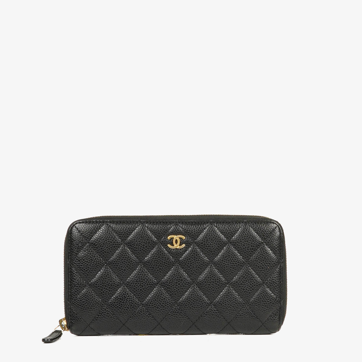Chanel Black Caviar Leather Zip Wallet