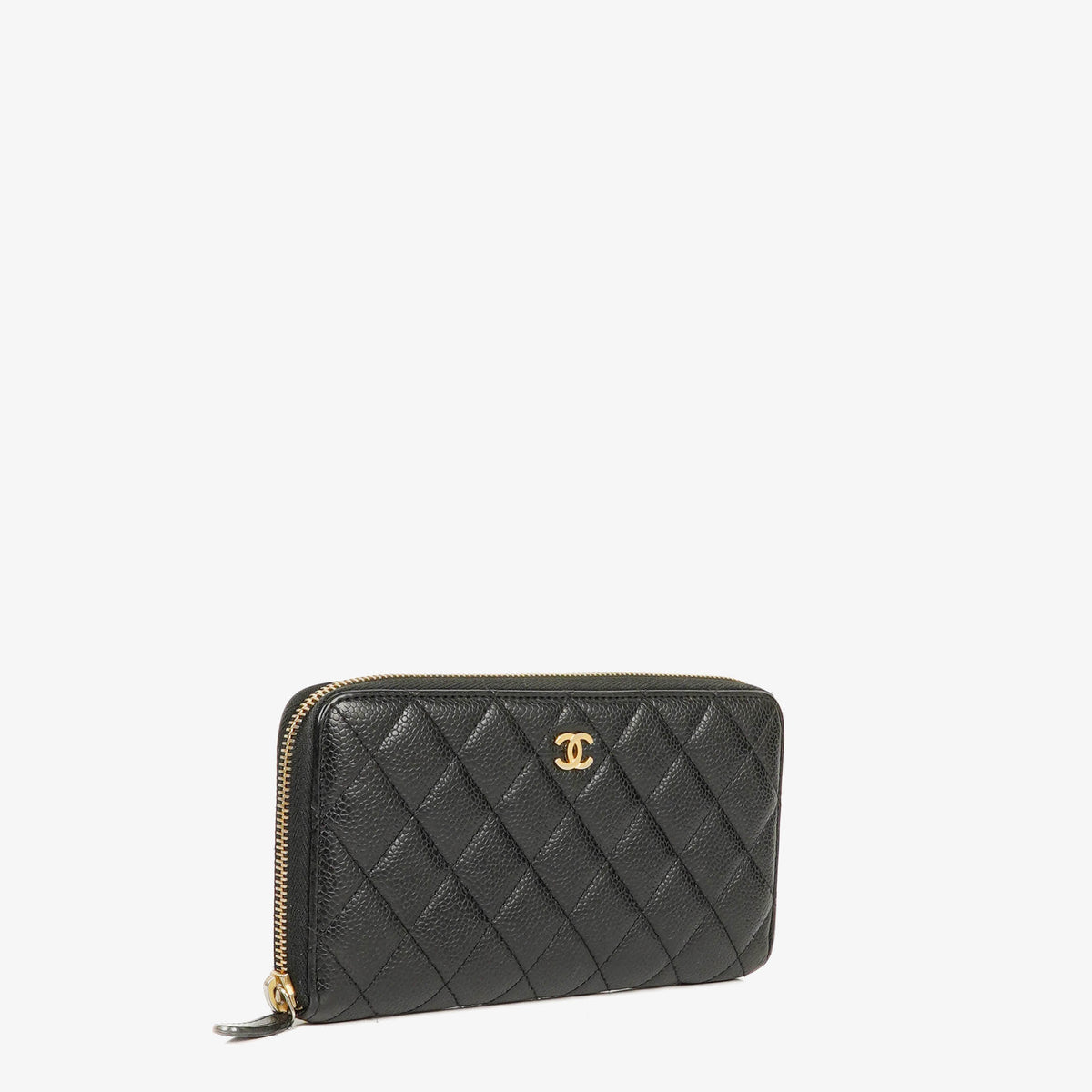 Chanel Black Caviar Leather Zip Wallet