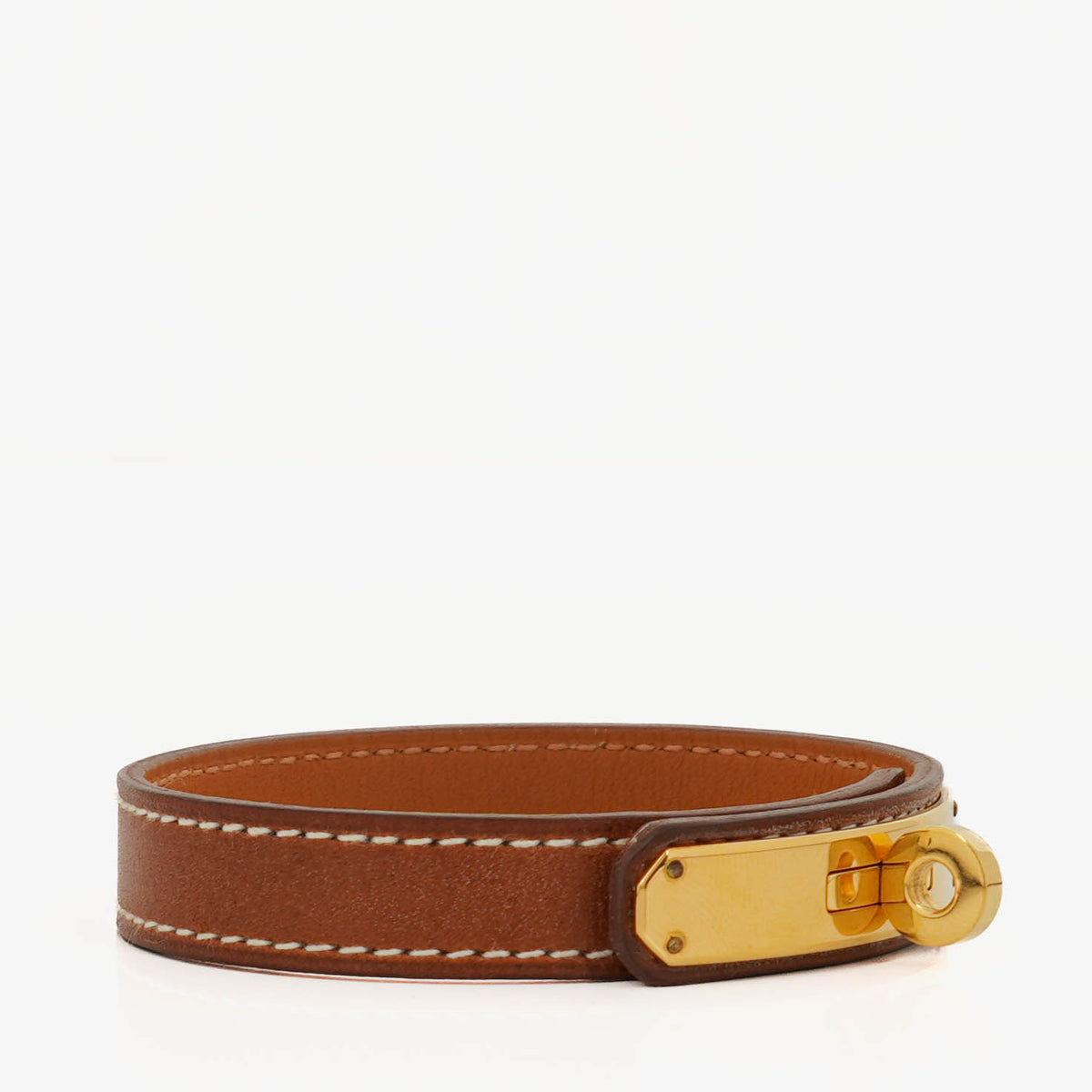 Hermes Kelly Dog Brown Swift Leather Bracelet