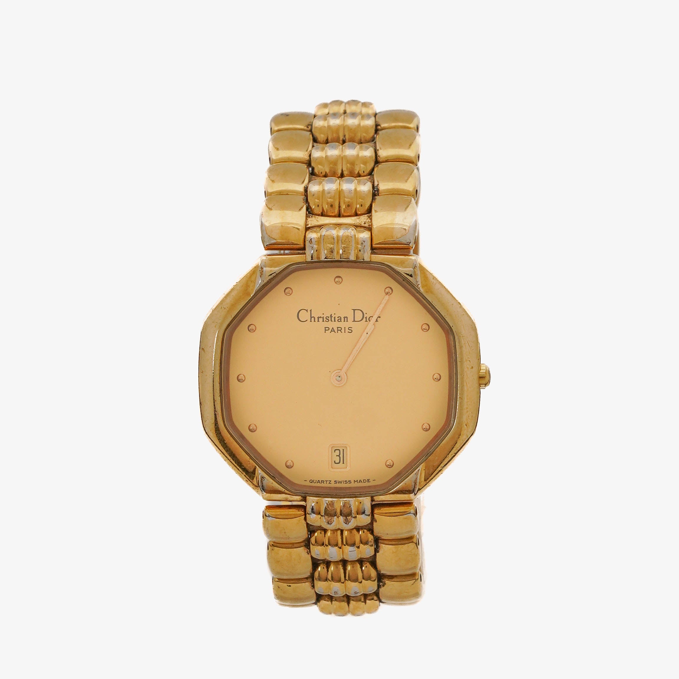 Christian Dior 32mm Octagon Gold Plated Stainless Steel Quartz Watch