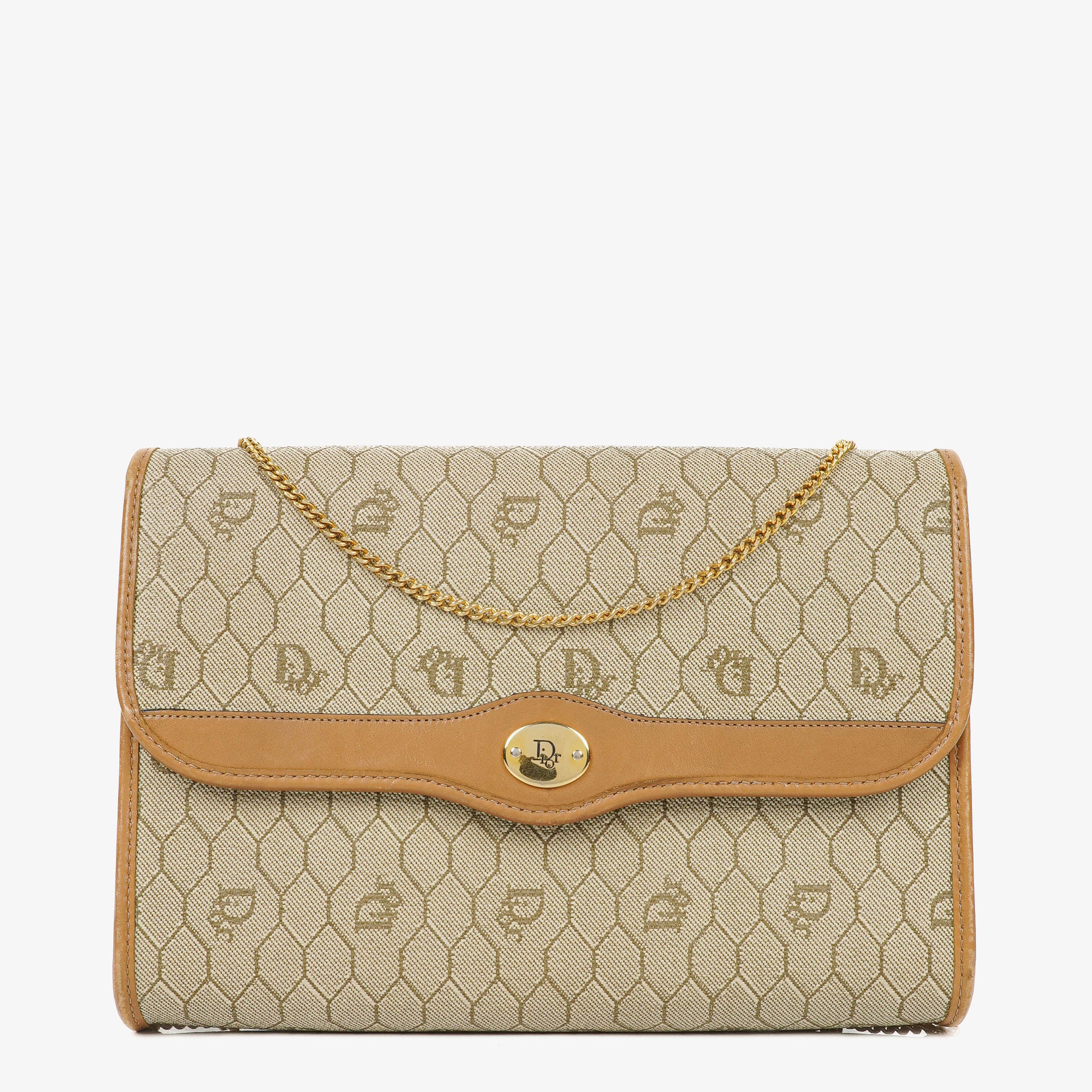 Christian Dior Beige Honeycomb Chain Shouder Bag