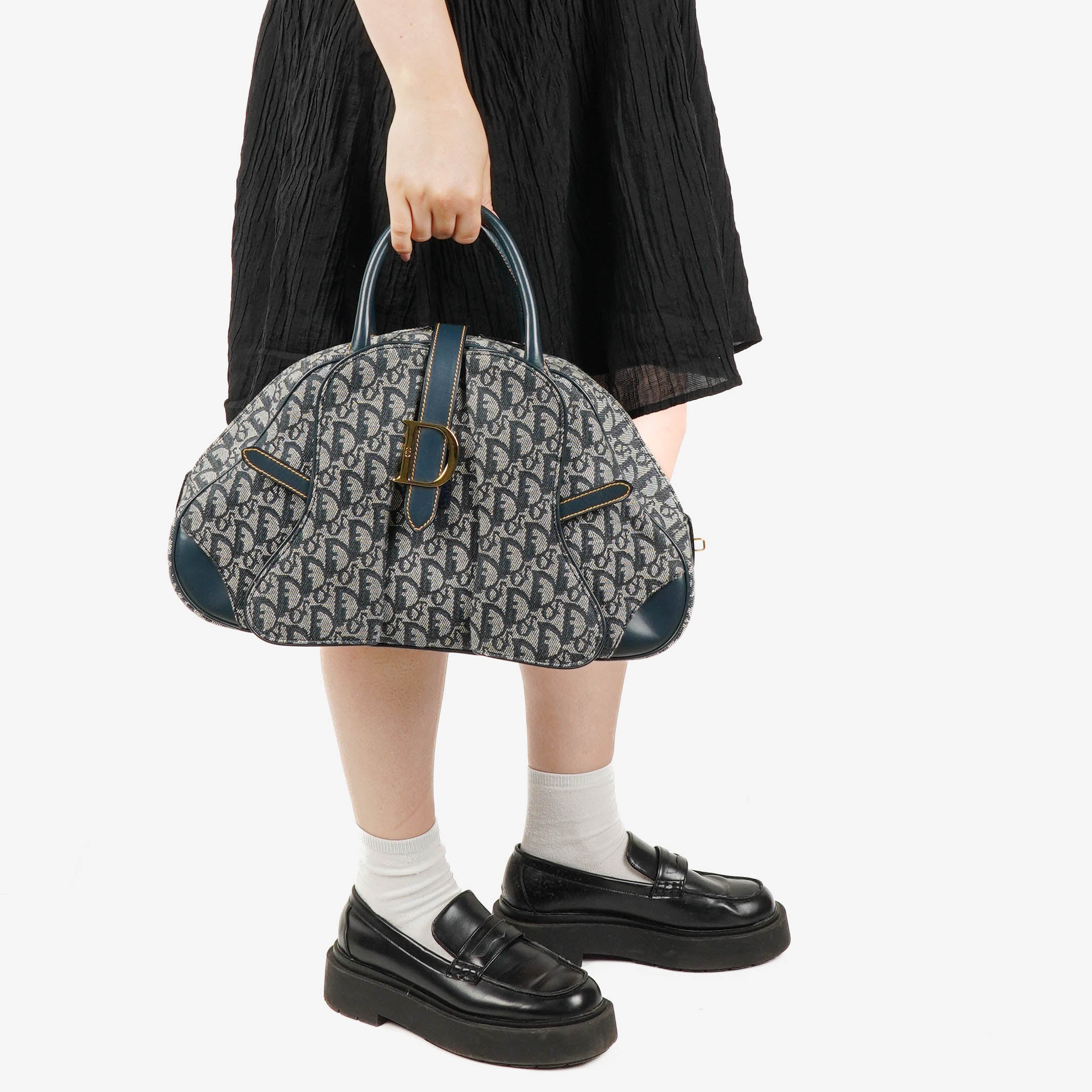 Christian Dior Navy Double Saddle Trotter Handbag