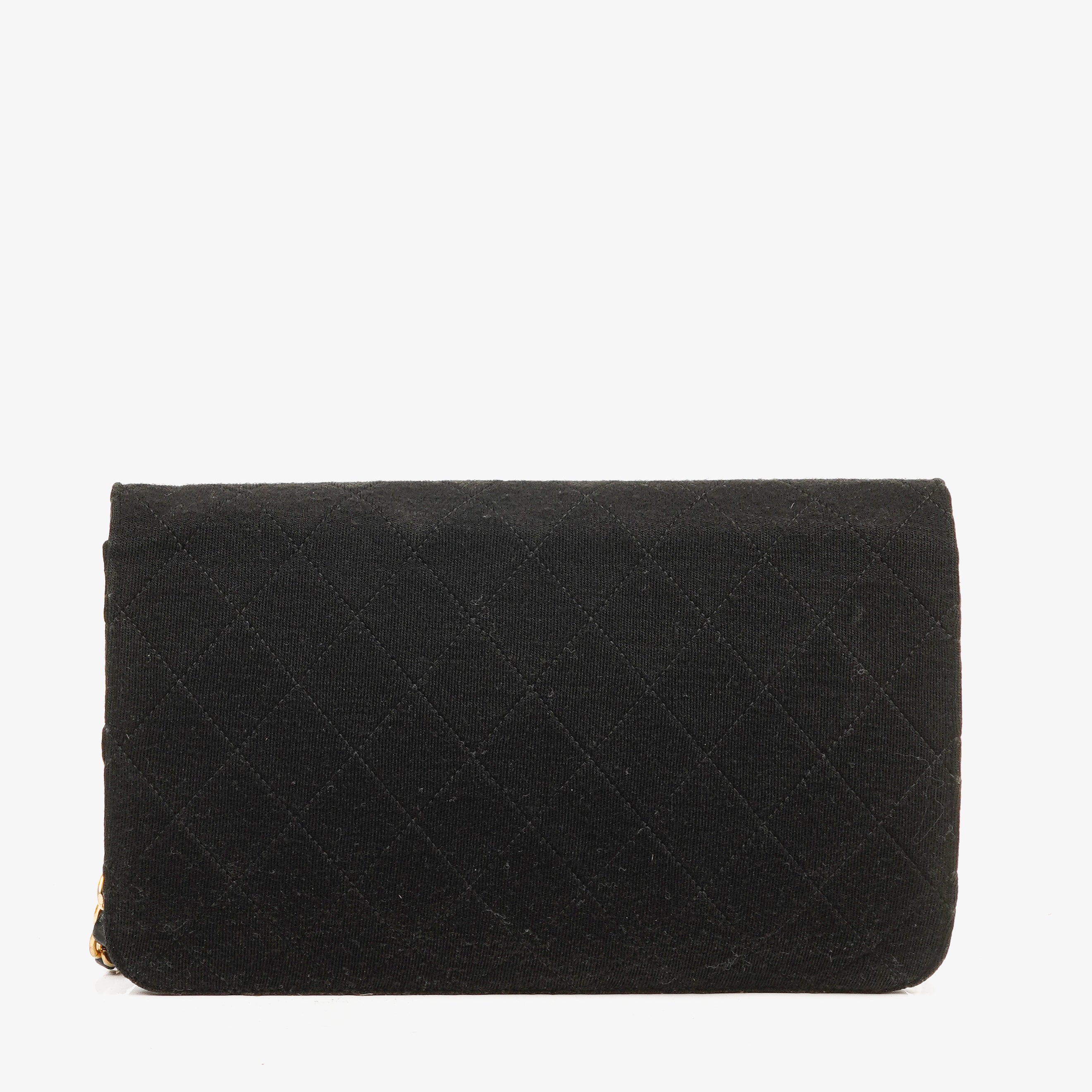 Chanel Classic Full Flap Bag Black Quilted Jersey With 24K Gold-Plated Hardware