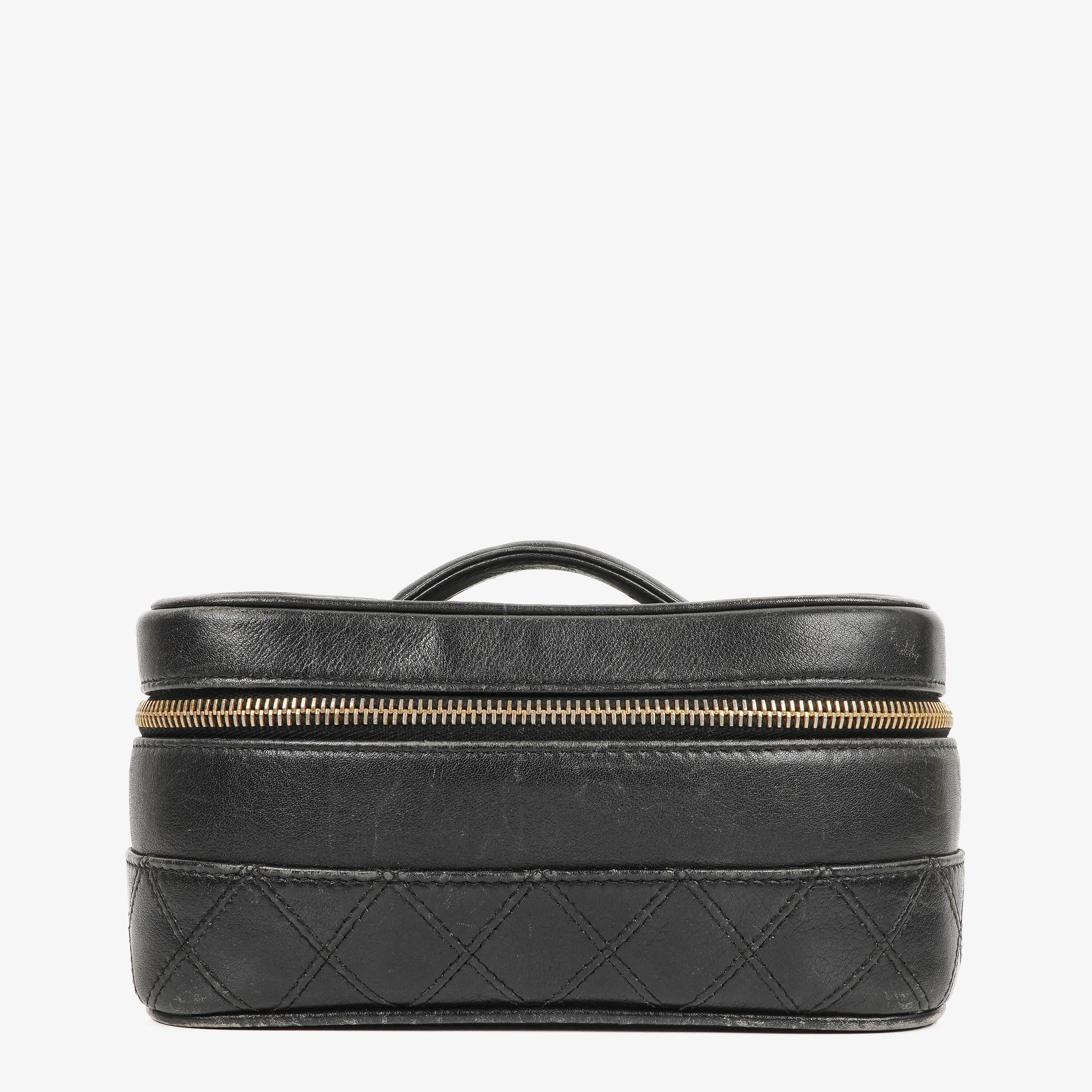 Chanel Black Quilted Leather Vanity Case