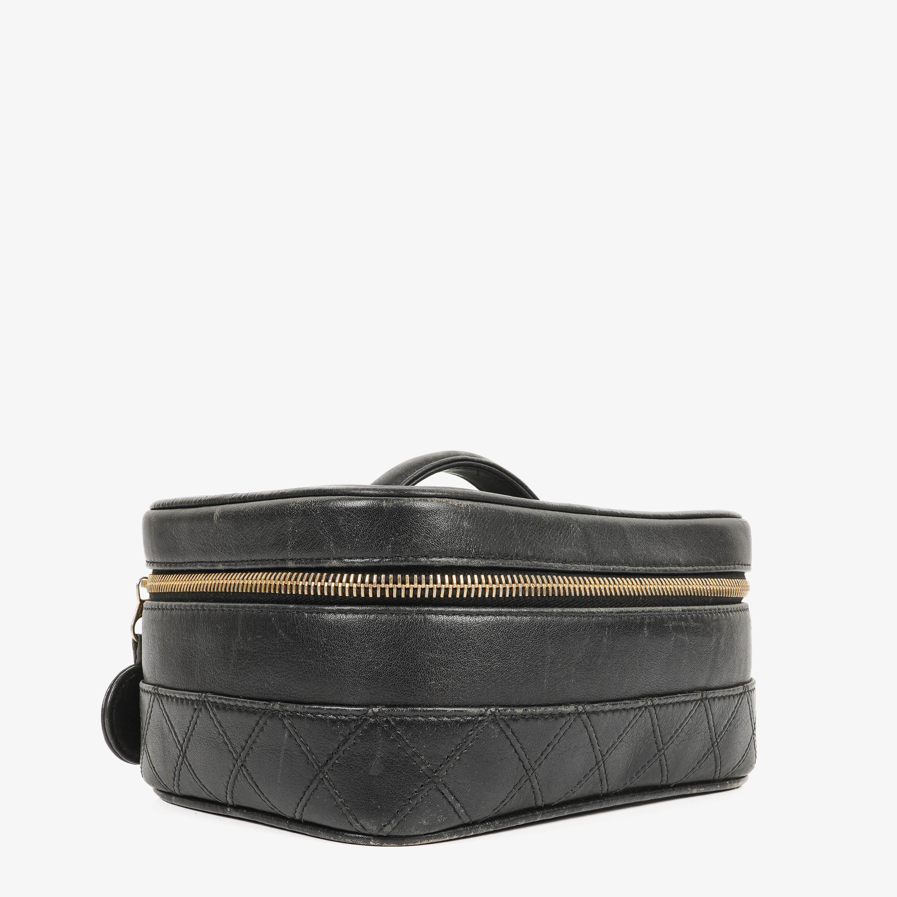 Chanel Black Quilted Leather Vanity Case