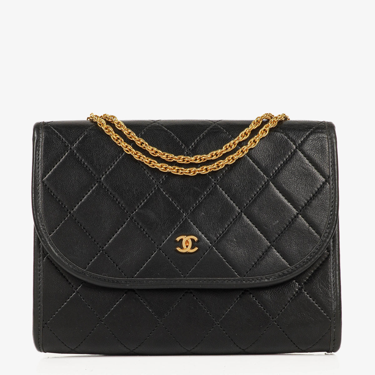 Chanel Mini Flap Bag Black Quilted Lambskin With 24K Gold-Plated Hardware
