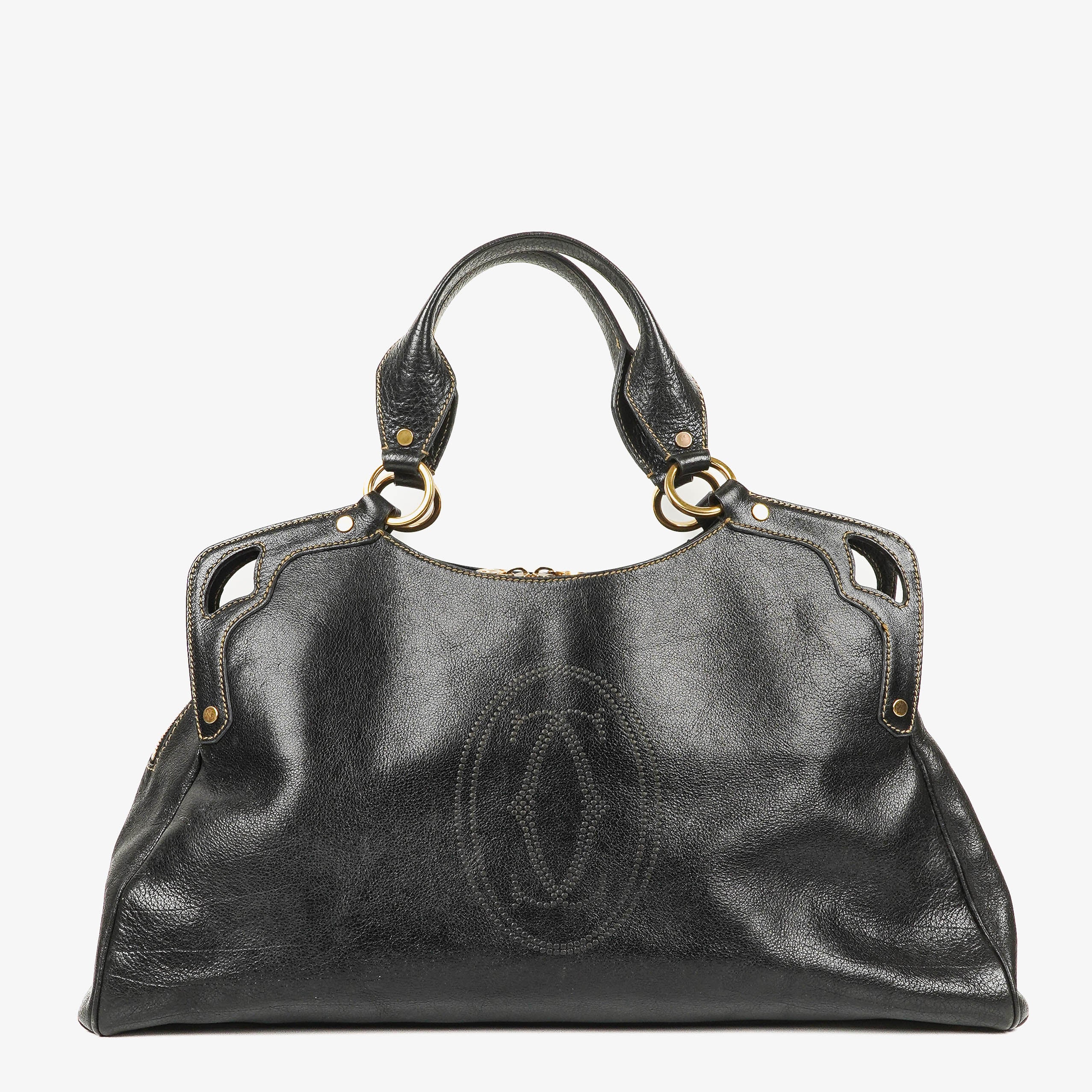 Cartier Marcello de Cartier Pebbled Leather Handle Bag